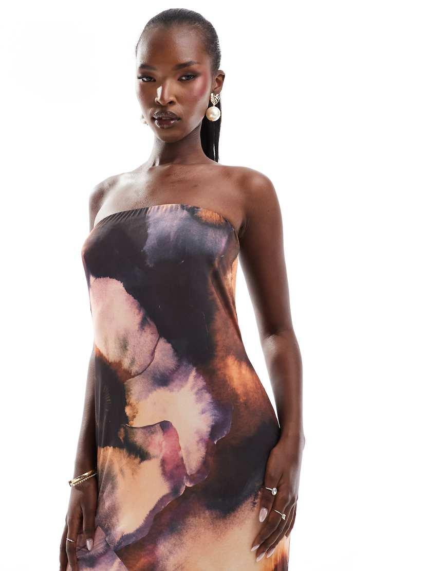 Black bandeau folded detail extreme split maxi dress 2025