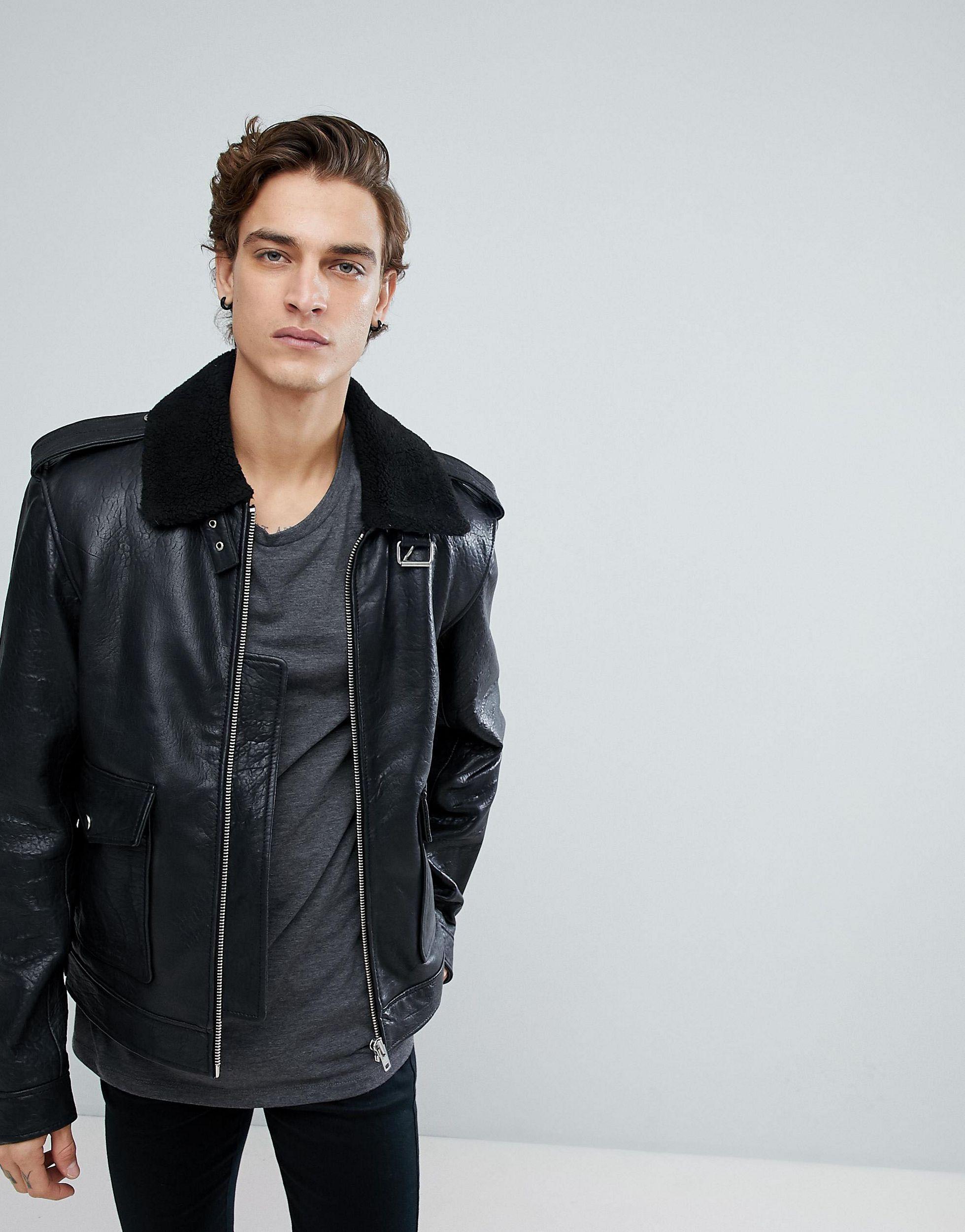 black fur leather jacket