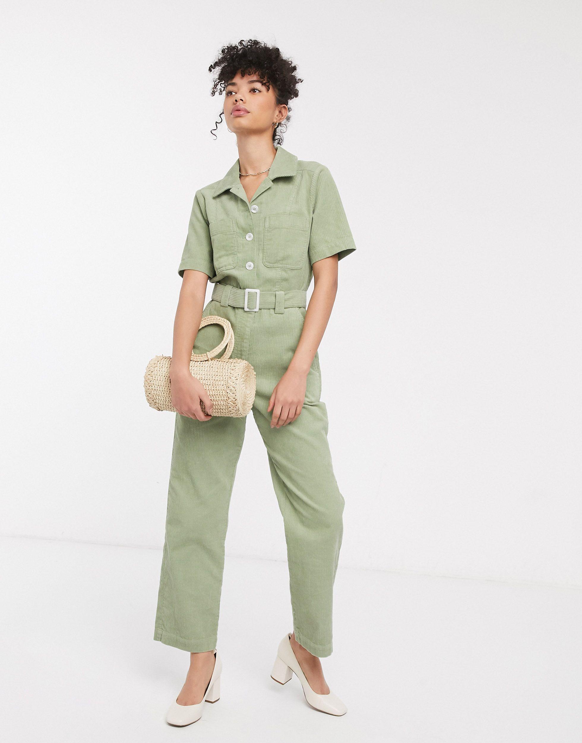 & Other Stories Wide Leg Cord Utility Jumpsuit in Green | Lyst