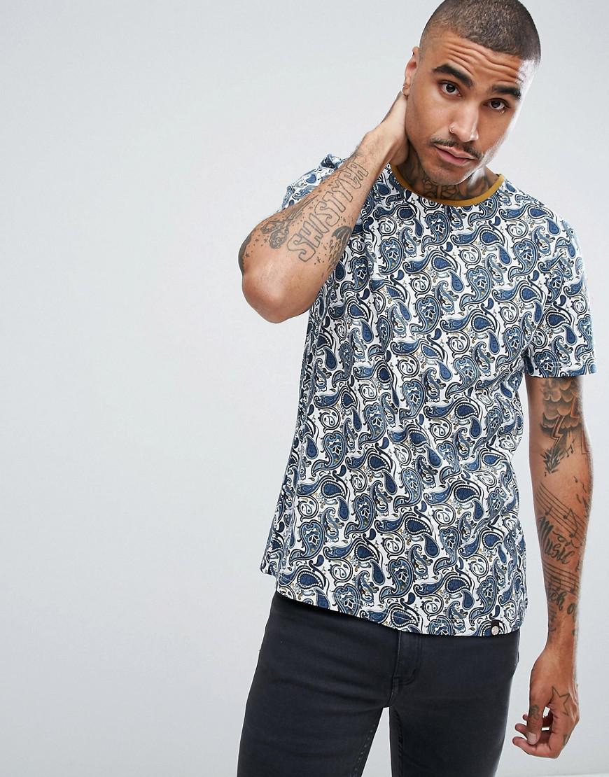 Lyst - Pretty Green Kingly Paisley T-shirt In White in White for Men