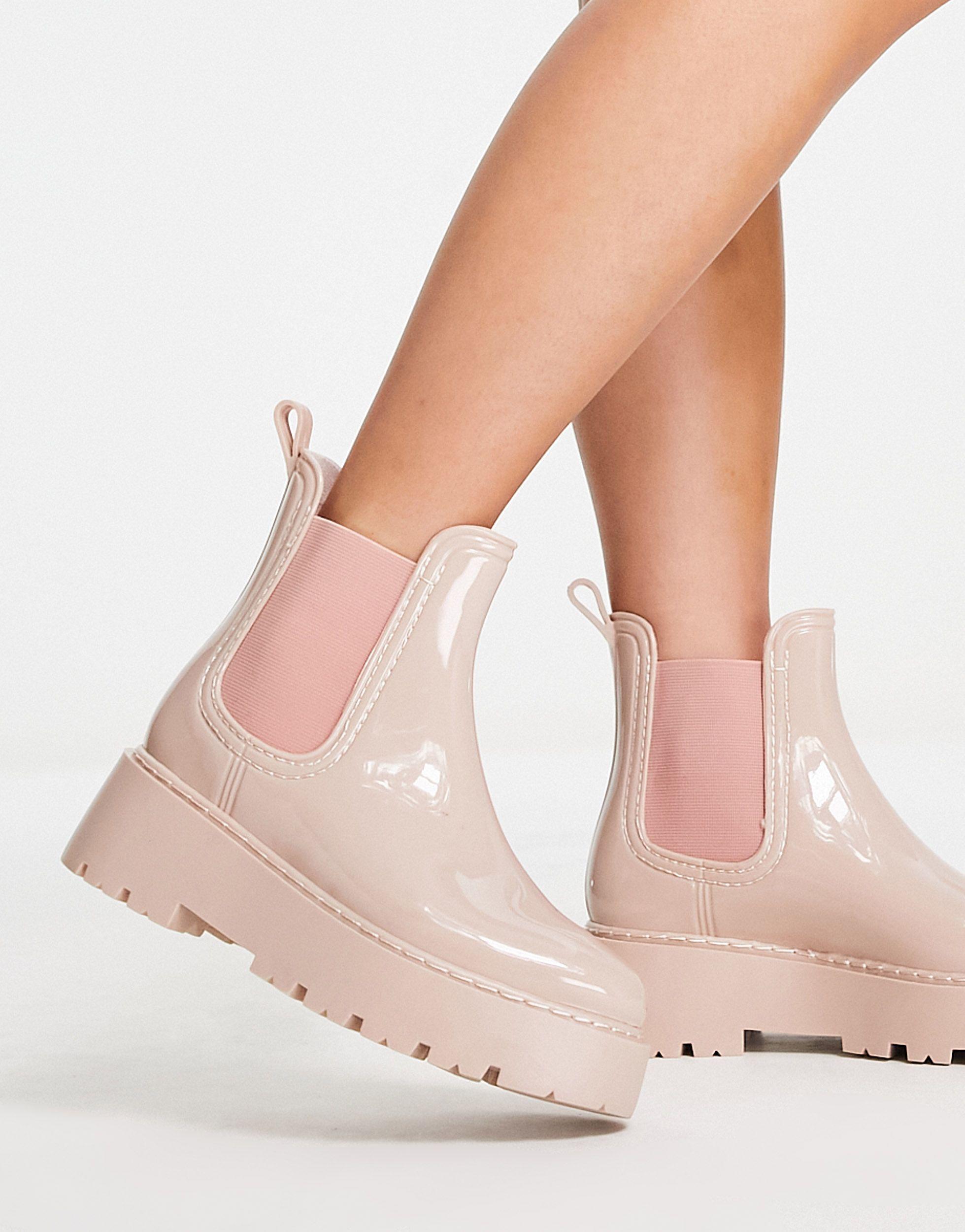 ASOS Gadget Chunky Chelsea Rain Boots in White | Lyst