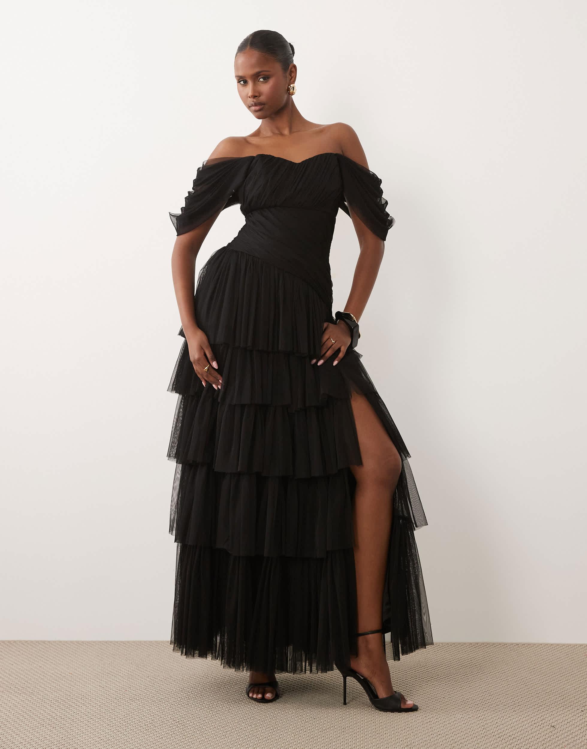 lace and beads dresses Lace & Beads Jasmine Mocha Brown Tulle Dress Love My Apparel