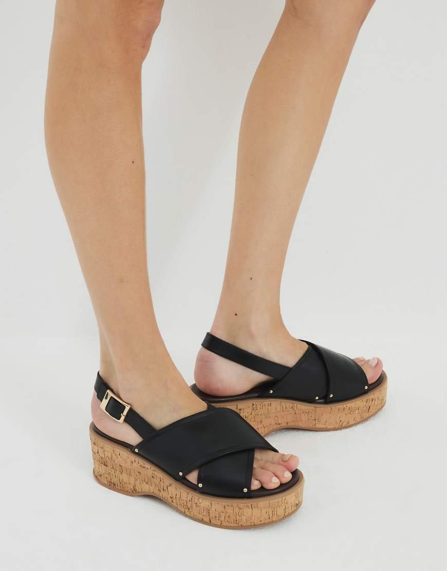 River Island Cross Strap Sling Back Wedge Sandals in Black Lyst UK
