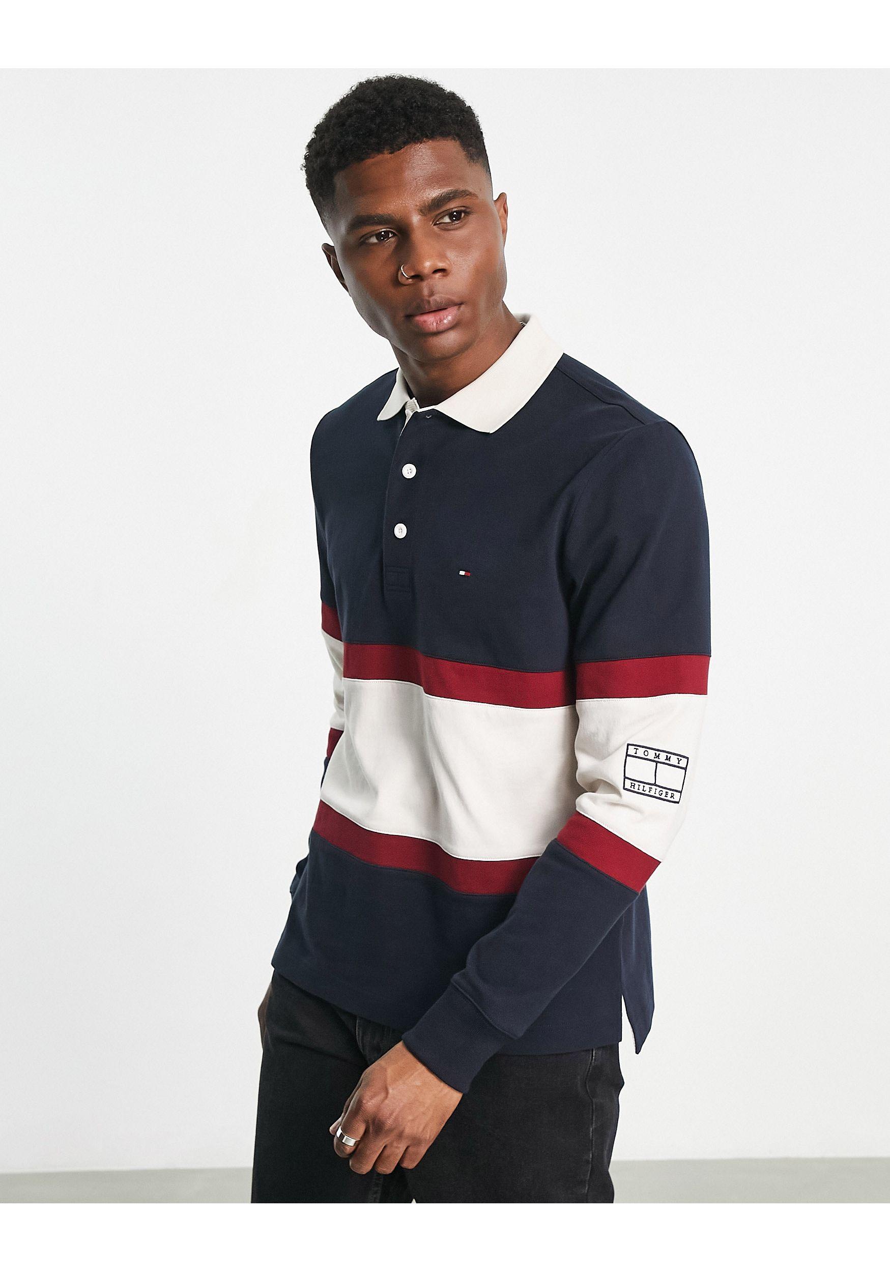Tommy Hilfiger Cross Chest Block Stripe Rugby Polo in Blue for Men | Lyst  Australia