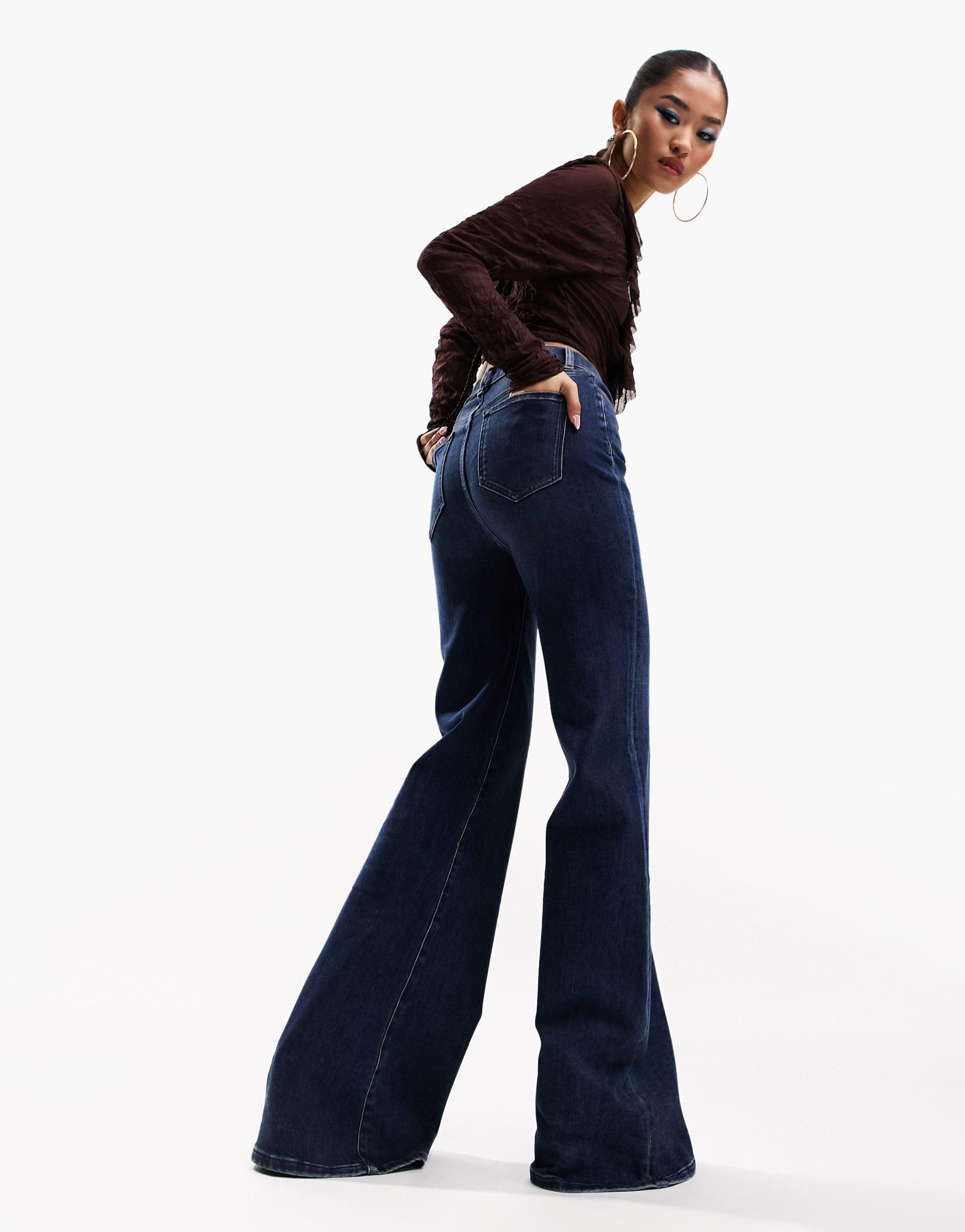 ASOS '70's' Power Stretch Flared Jeans in Blue | Lyst