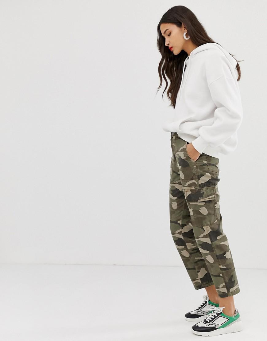 Lyst - Stradivarius Str Straight Fit Cargo Pant In Camo in Green