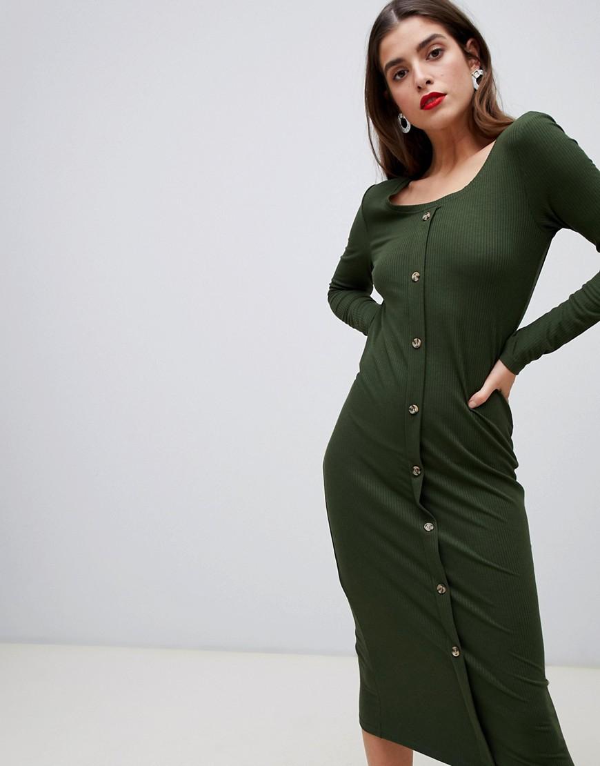 ribbed button front dress