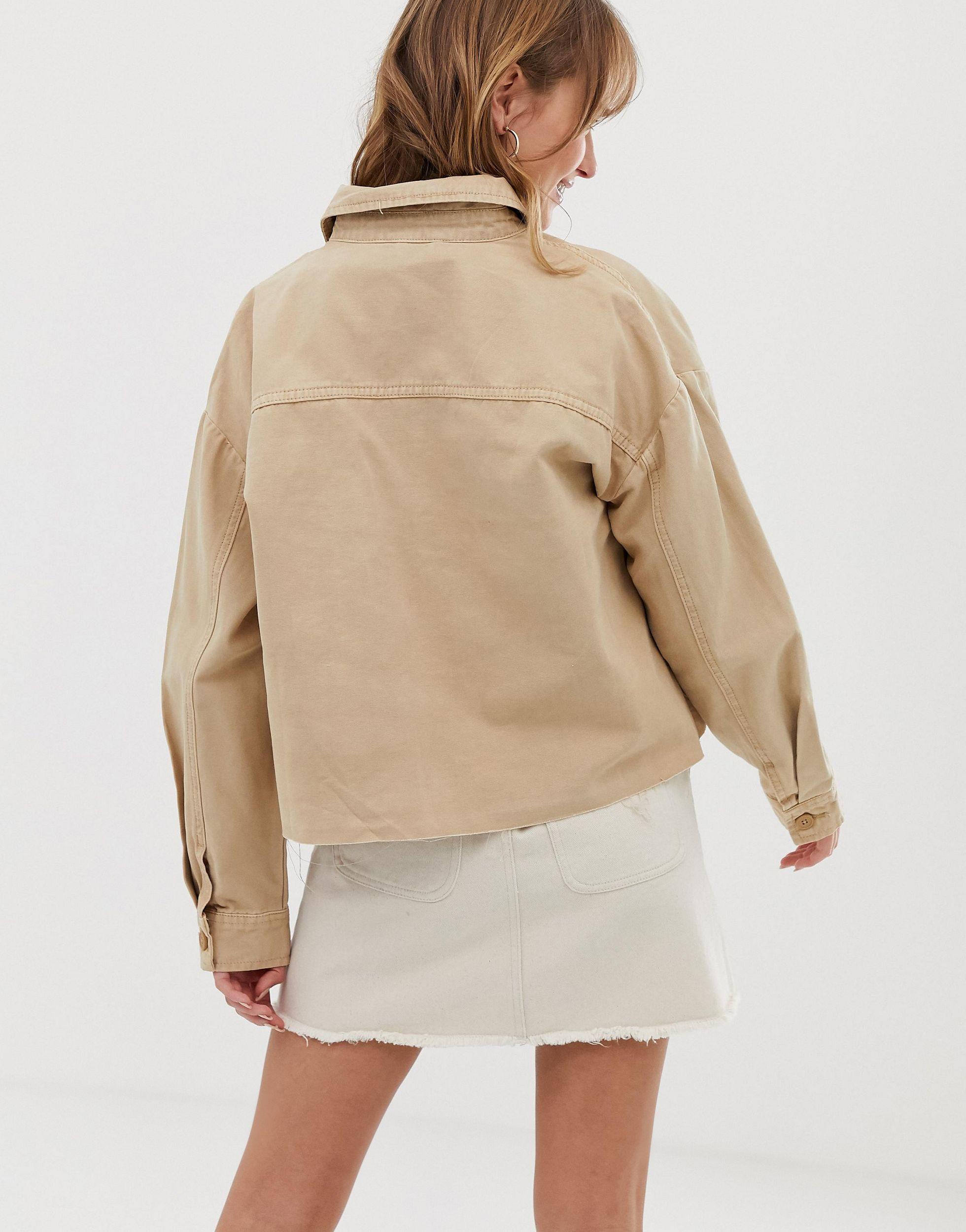 ONLY Cropped Utility Jacket in Natural 