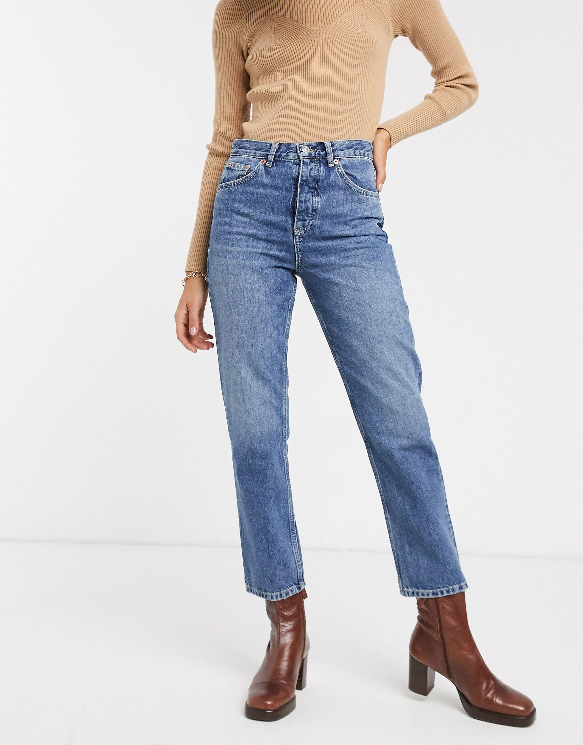 TOPSHOP Denim Straight Leg Jeans in 