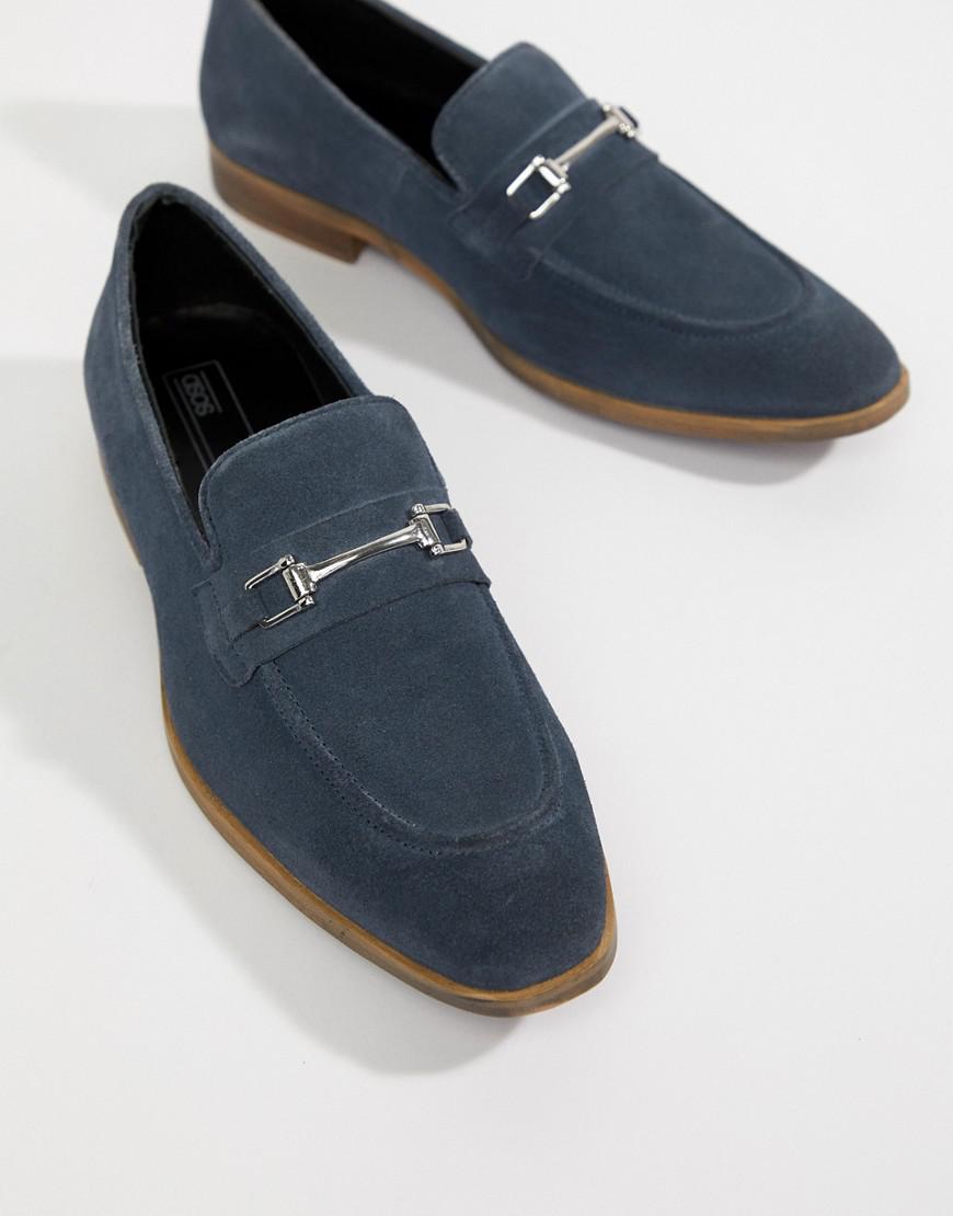 ASOS Loafers In Blue Suede With Snaffle for Men Lyst