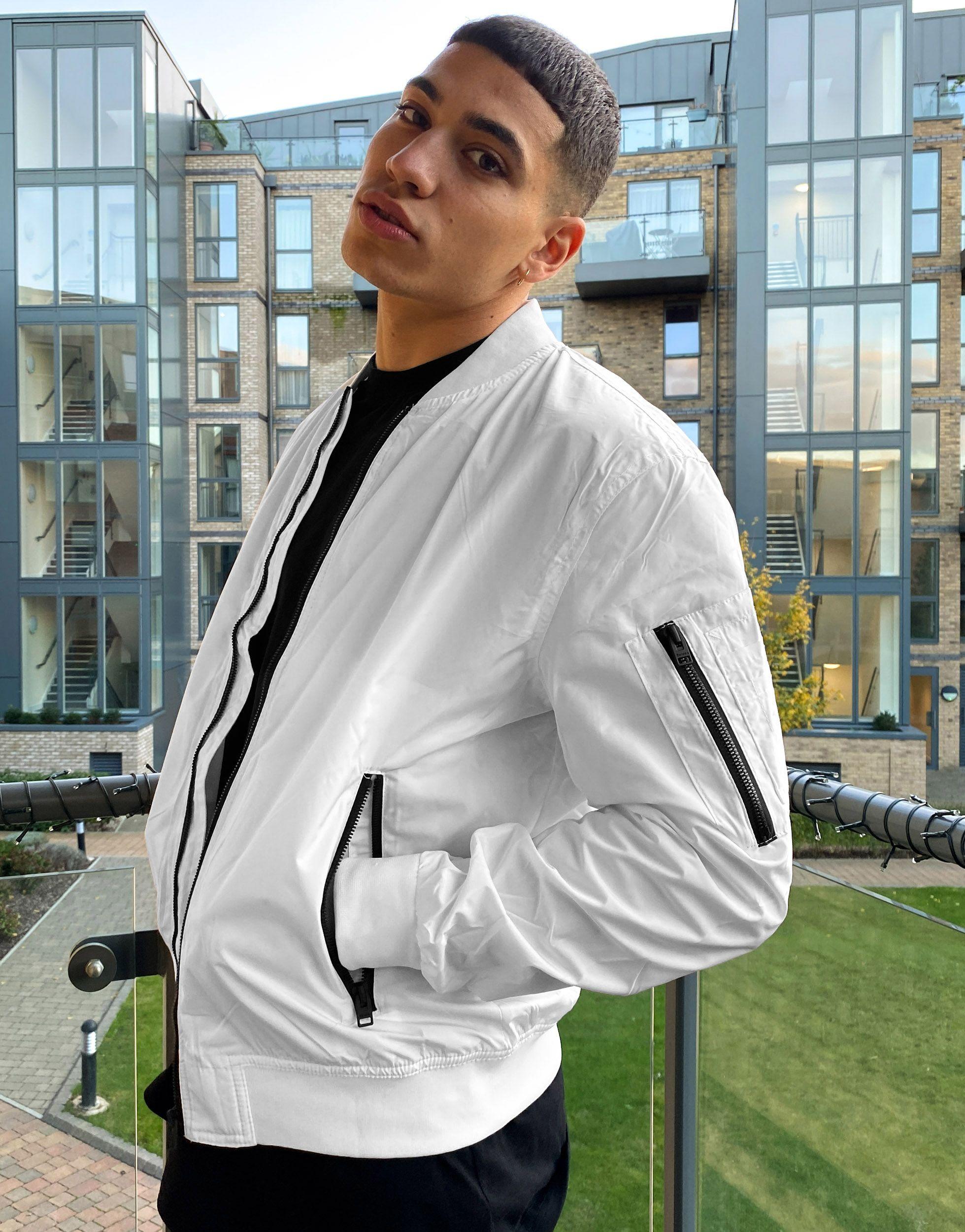 Bershka Bomber Jacket in White for Men | Lyst