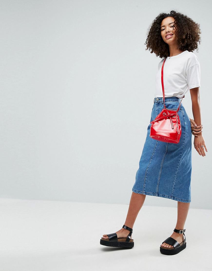 asos denim midi skirt