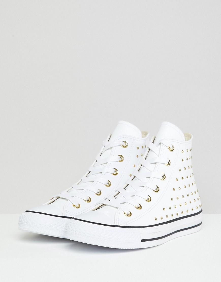 Zapatillas hi-top de cuero blanco tachuelas Taylor All Star de Converse de color Blanco | Lyst