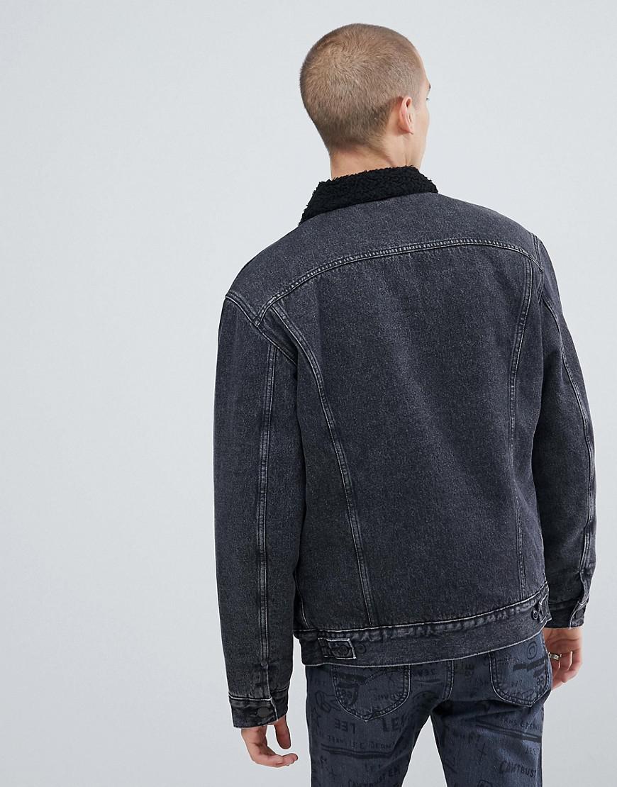 borg denim jacket mens