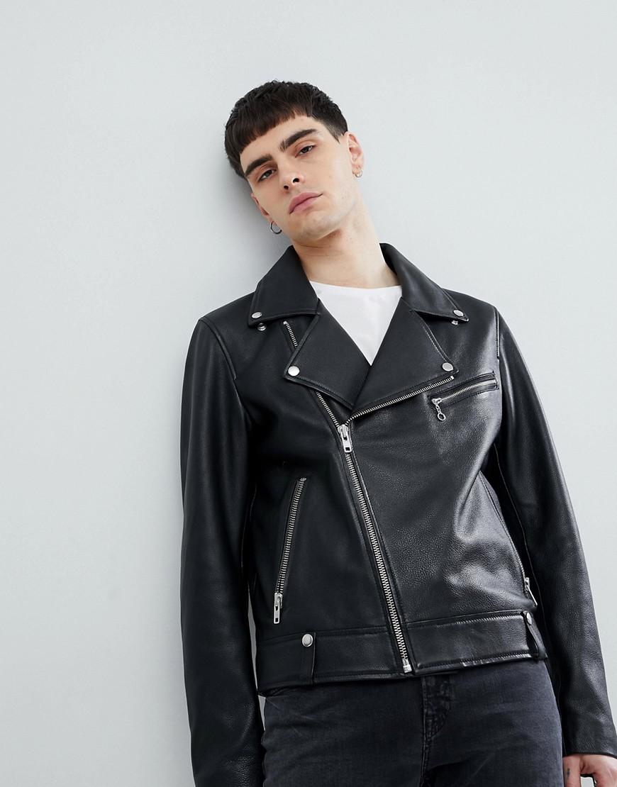 Weekday Leather Jacket In Black for Men | Lyst
