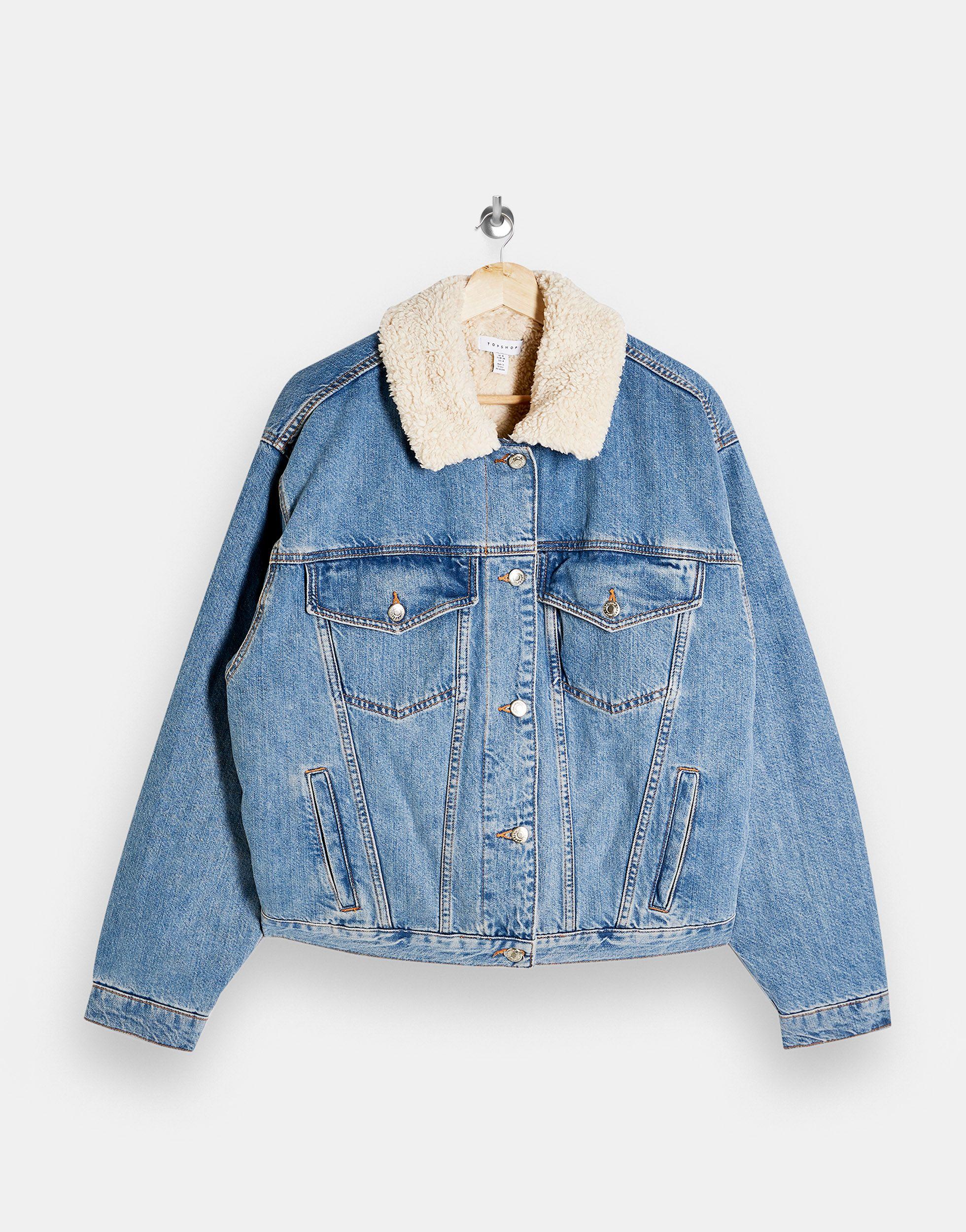 topshop borg denim jacket