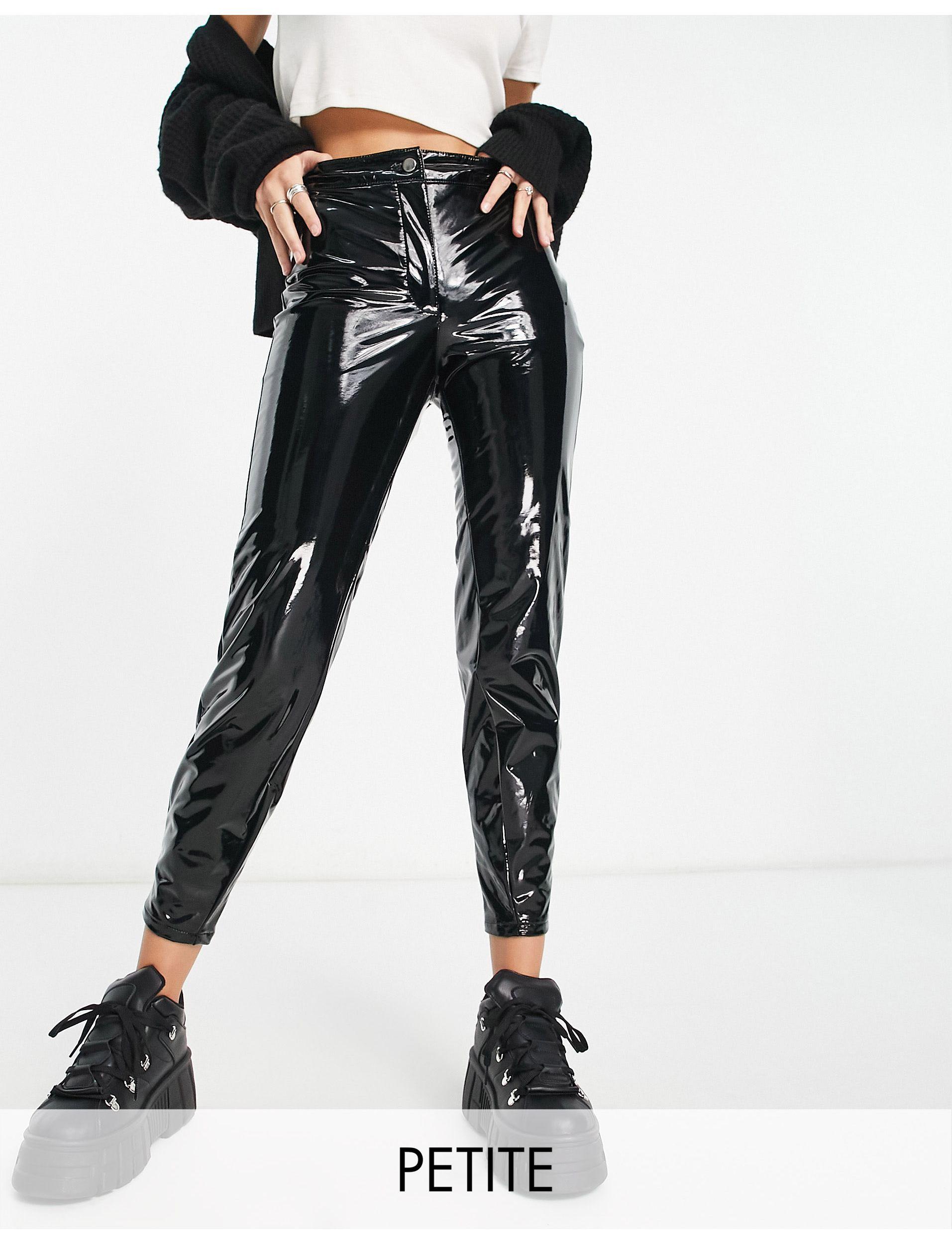 Noisy May Vinyl High Waisted Trousers in Black | Lyst UK