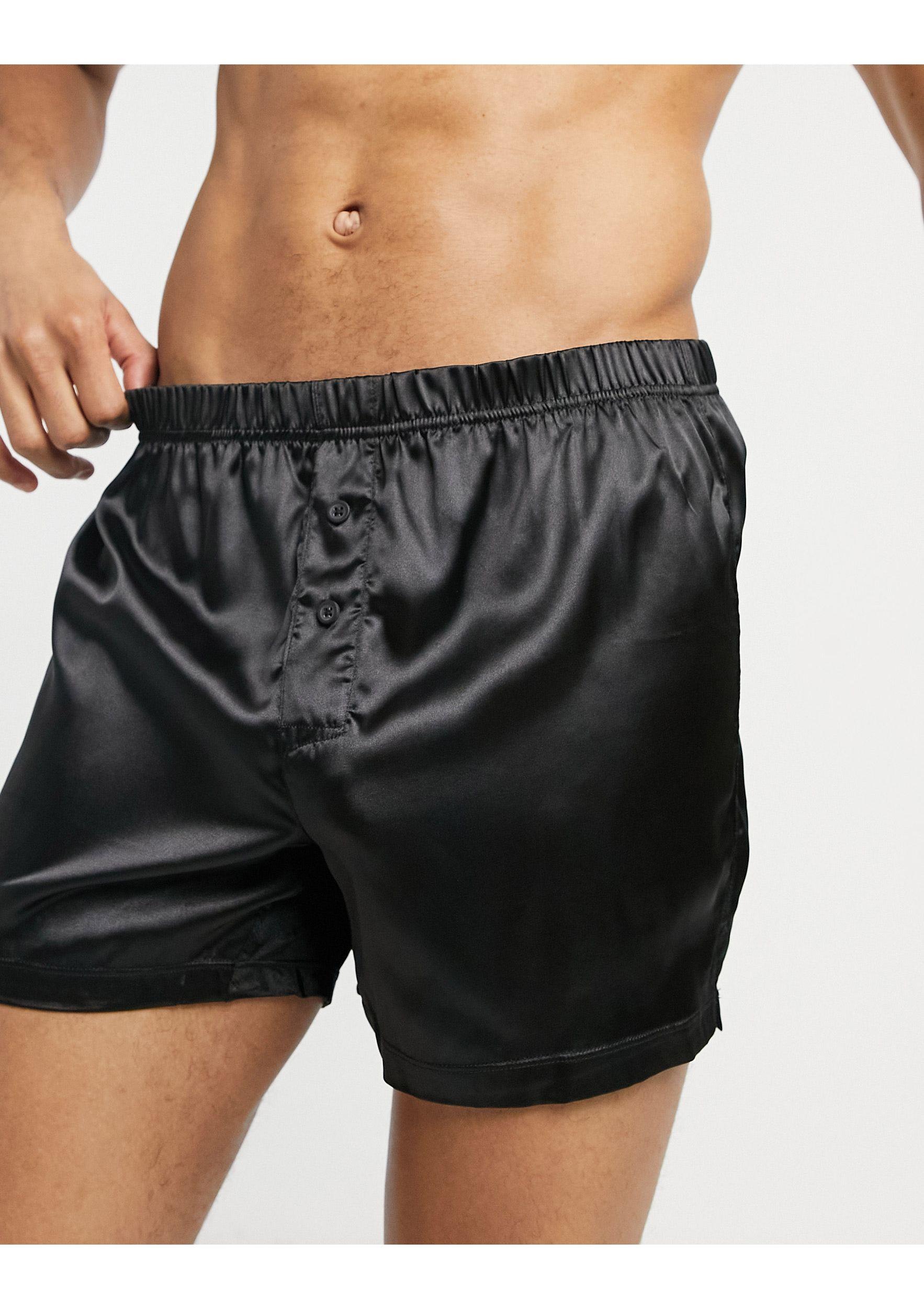 ASOS Satijnen Boxers in het Zwart voor heren - Lyst