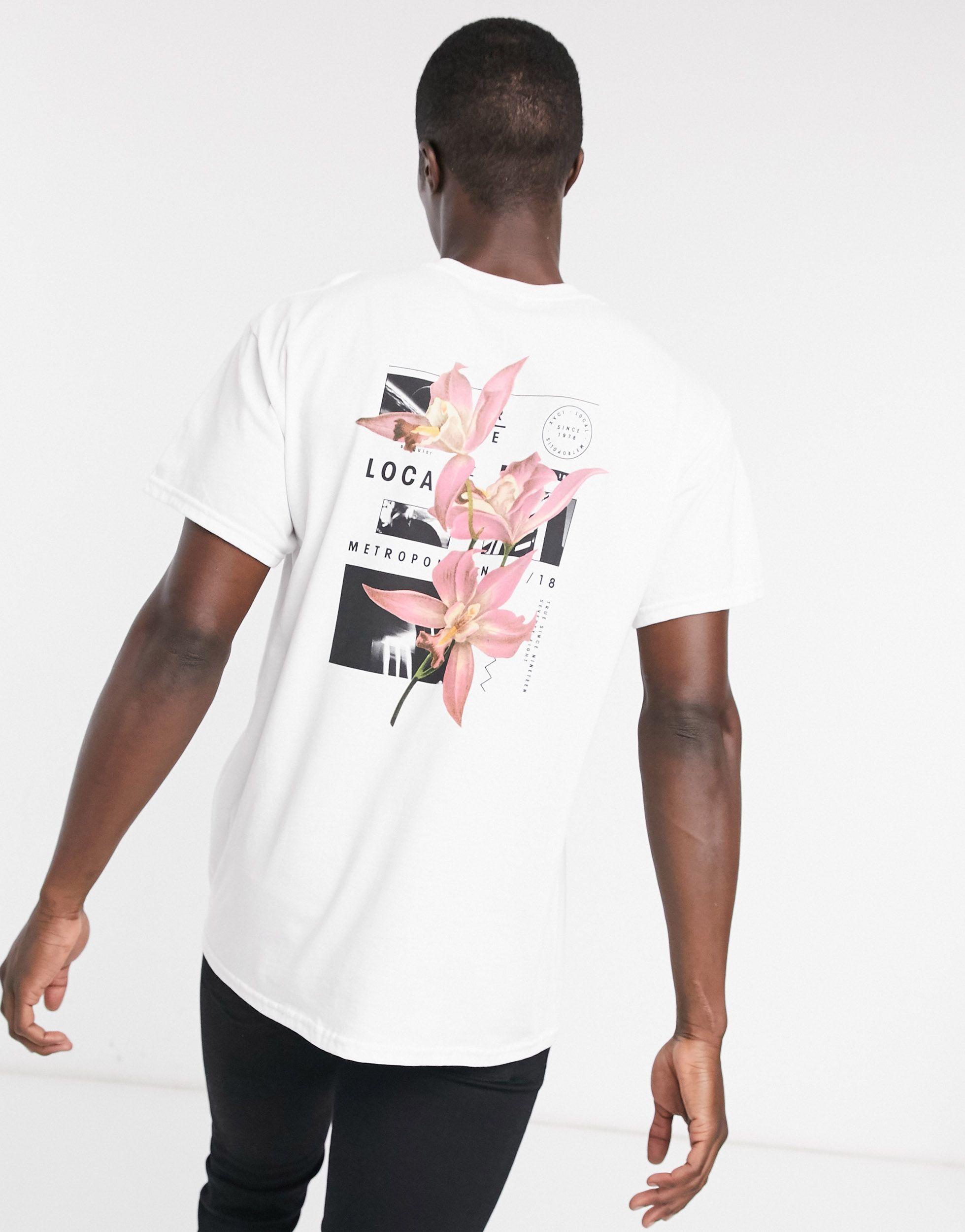 TOPMAN Baumwolle – T-Shirt mit rückseitigem Blumenprint in Weiß für Herren  - Lyst