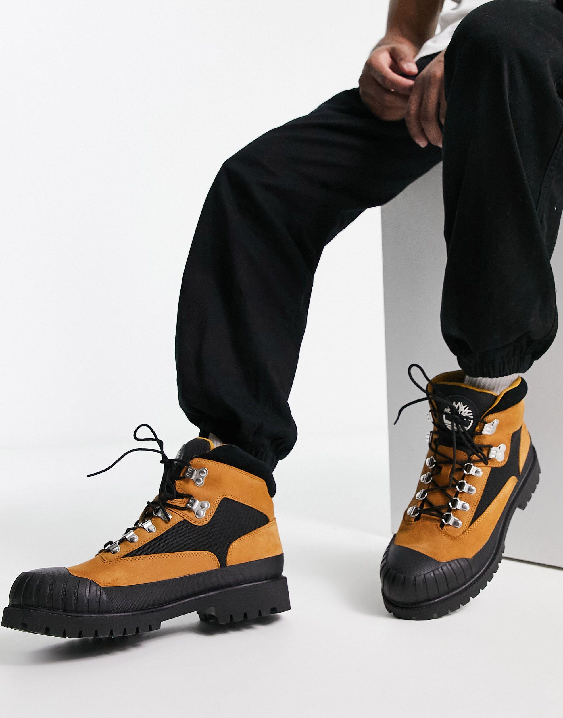 Timberland Rubber Toe Hiker Wp Boots in Black for Men | Lyst