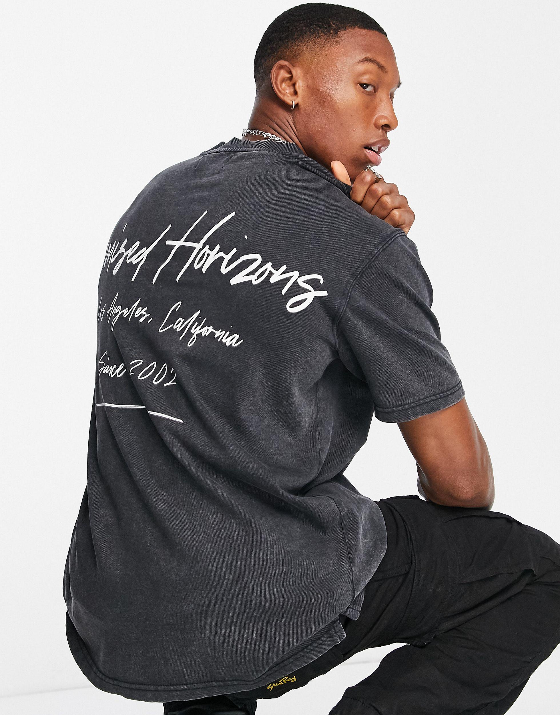 TOPMAN Oversized T-shirt With Front And Back Promised Horizons Script Print  in Black for Men | Lyst