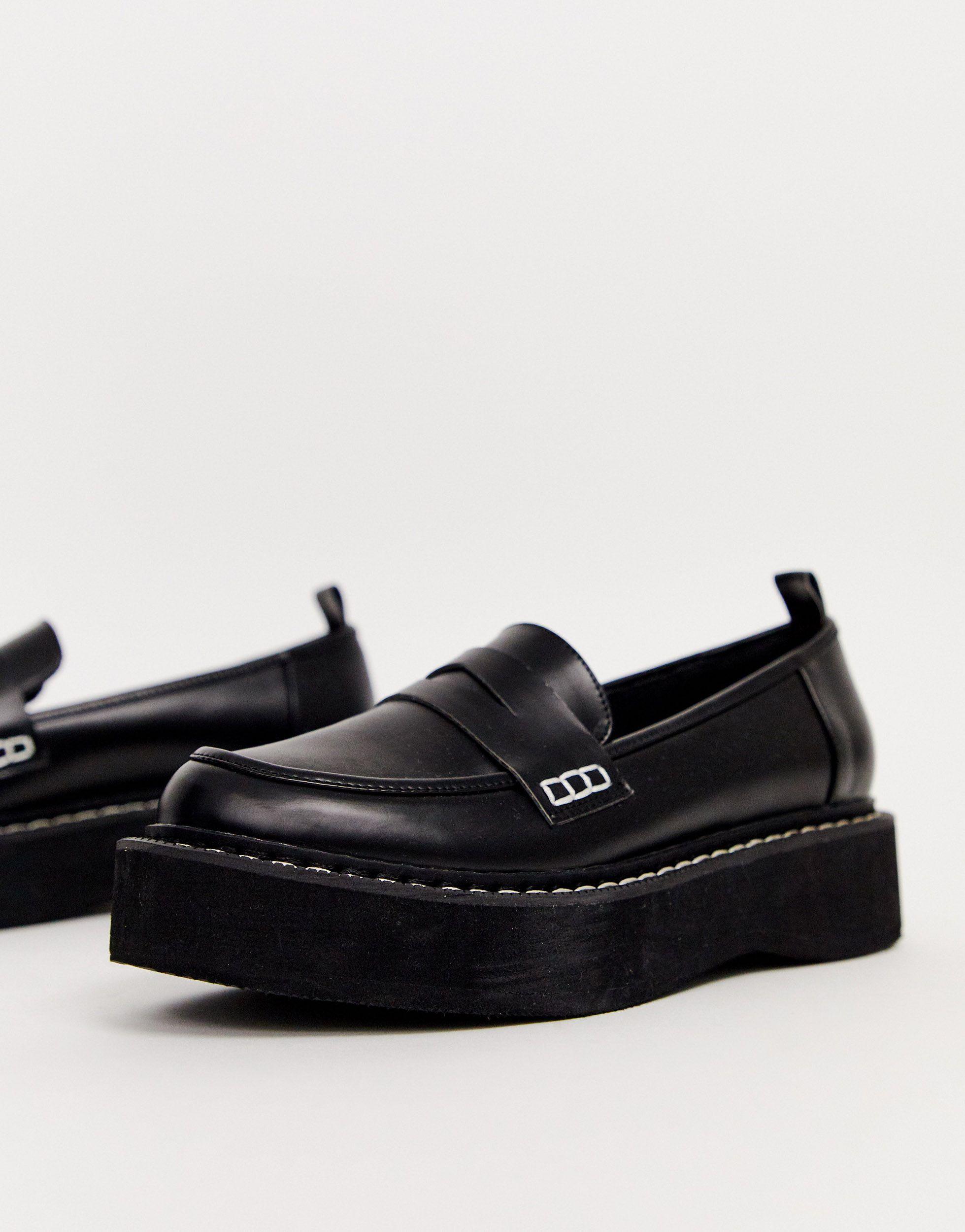 Mocasines gruesos con plataforma plana Maxis ASOS de Cuero de color Negro |  Lyst
