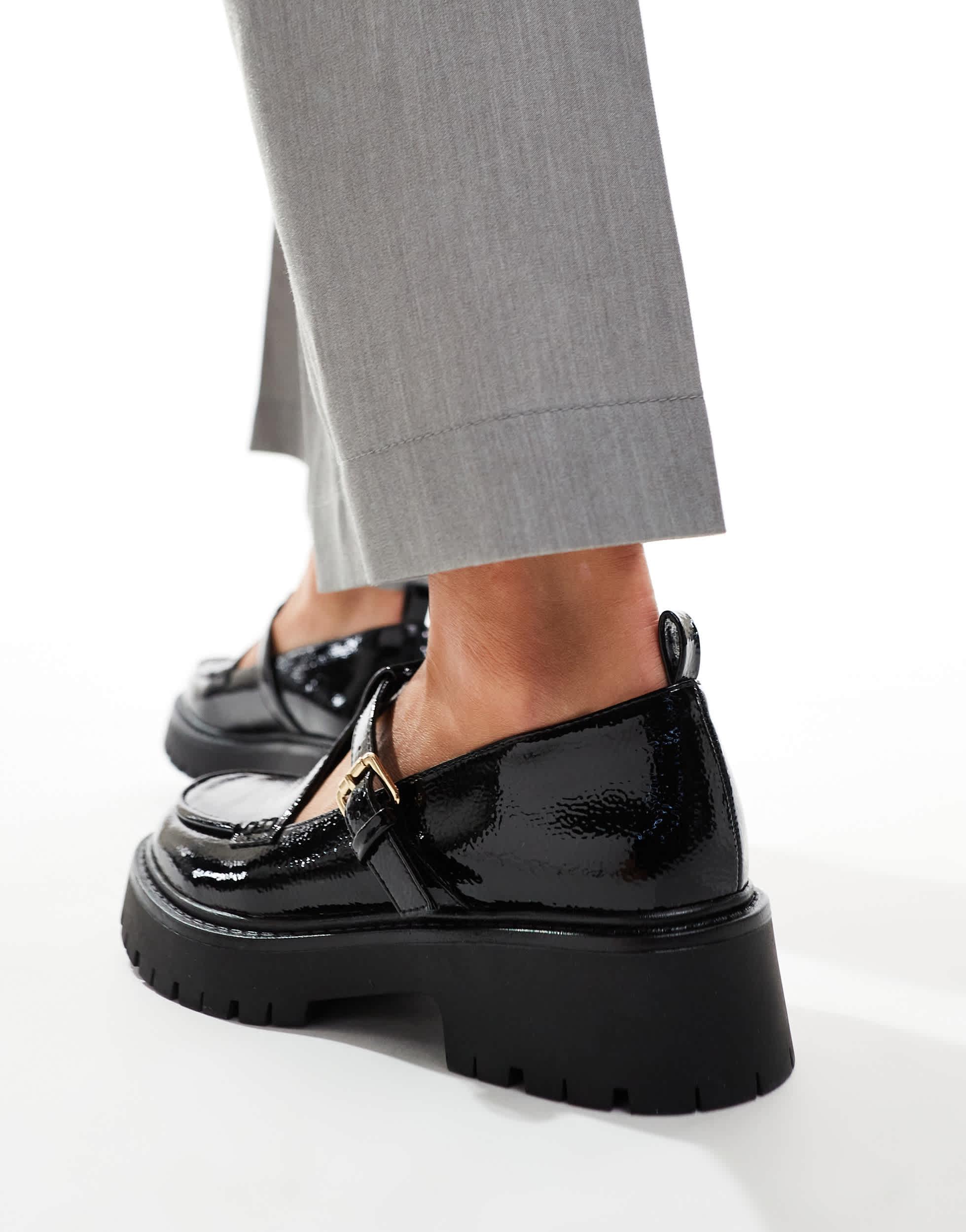 London Rebel London Rebel Tilly Wide Fit Chunky Mary Jane in Black