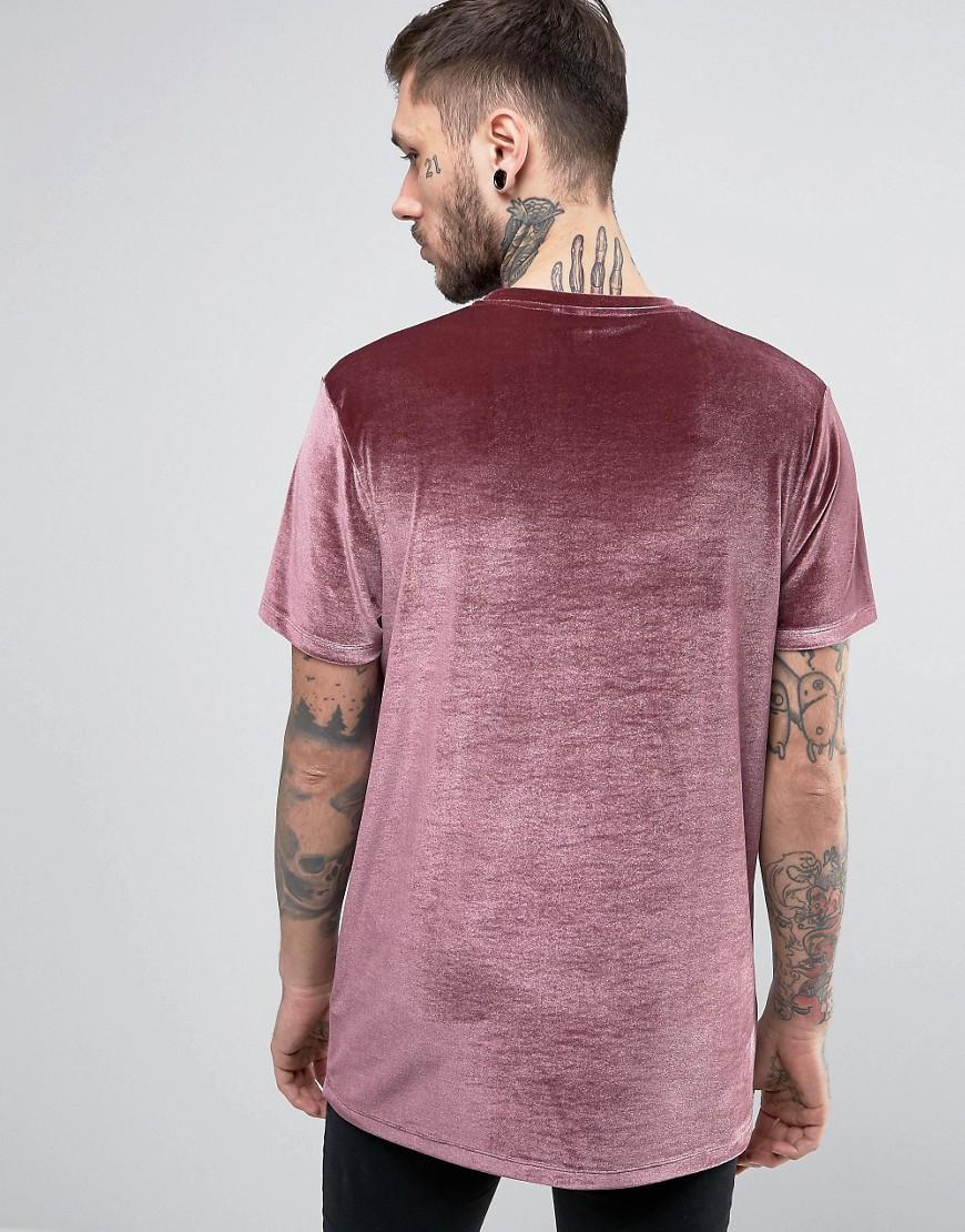 ASOS Longline Velour T-shirt In Pink for Men | Lyst