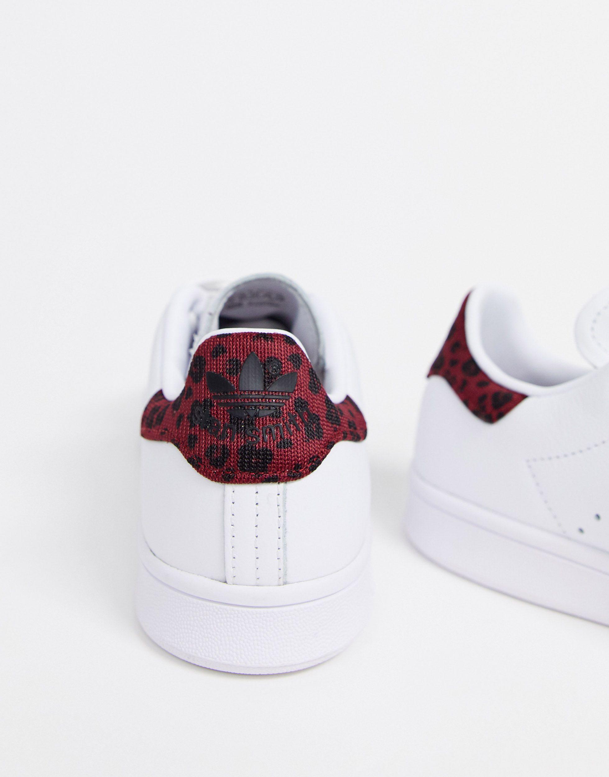adidas Originals Leather Leopard Print Stan Smith Sneakers in White | Lyst