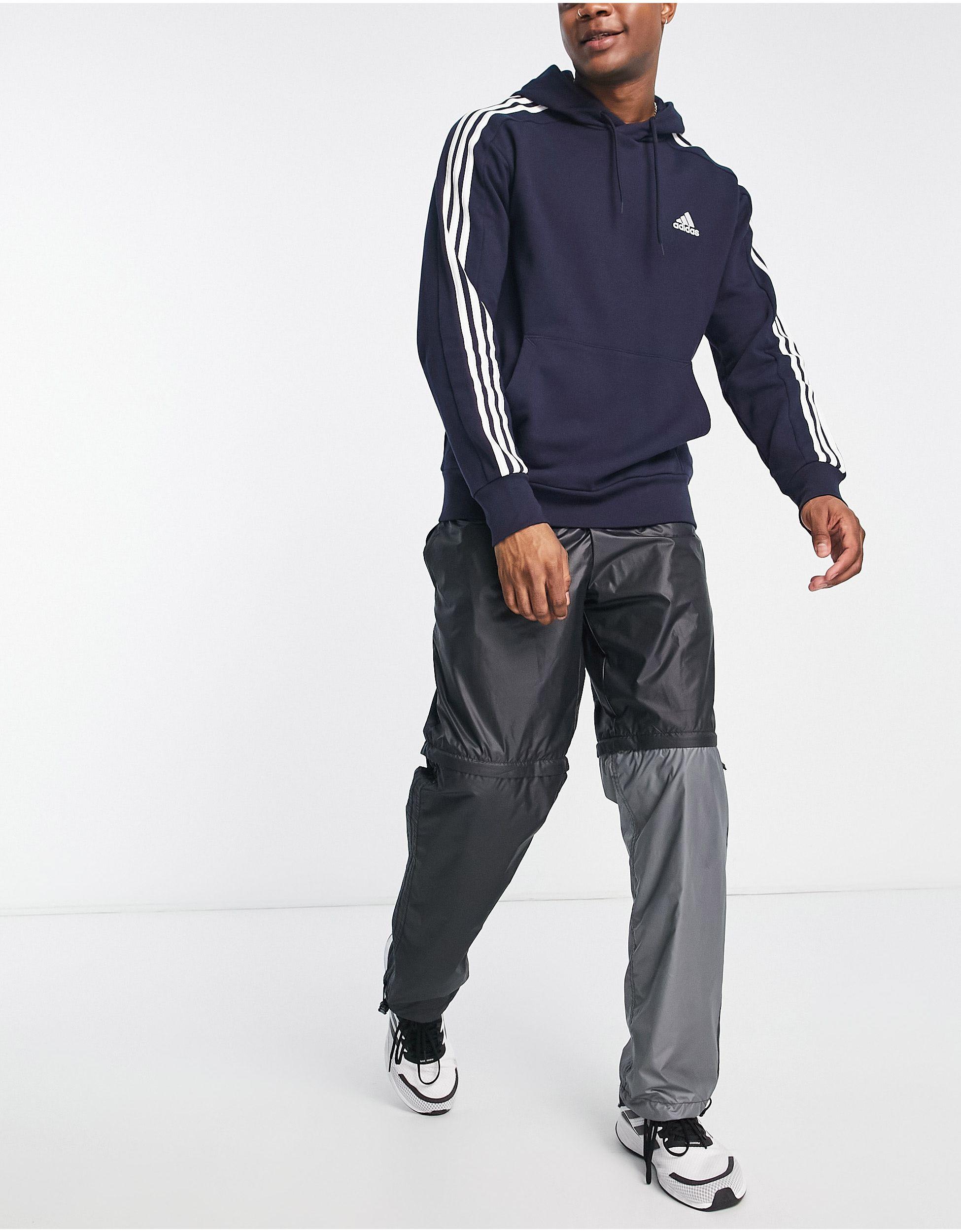 Adidas - sportswear essentials - felpa navy con cappuccio e 3 strisce da  Uomo di adidas Originals in Blu | Lyst