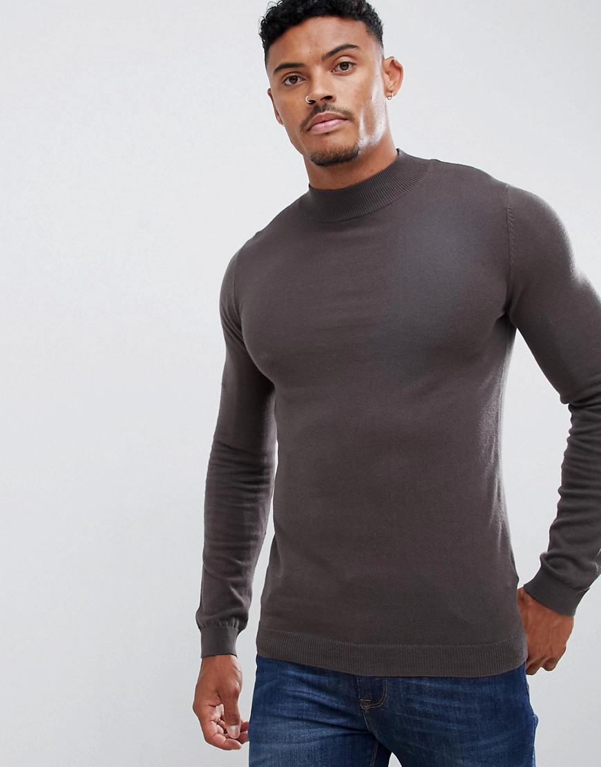 black muscle fit turtleneck shirt