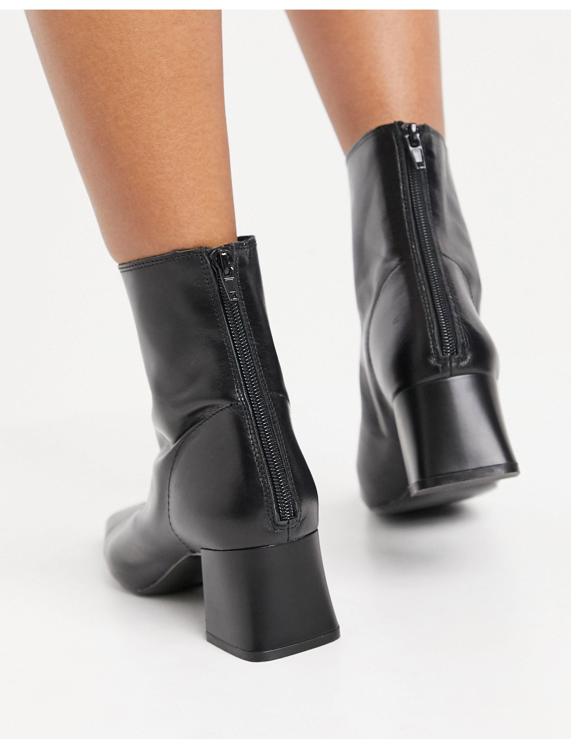 Botas negras con tacón medio Mango de Cuero de color Negro | Lyst