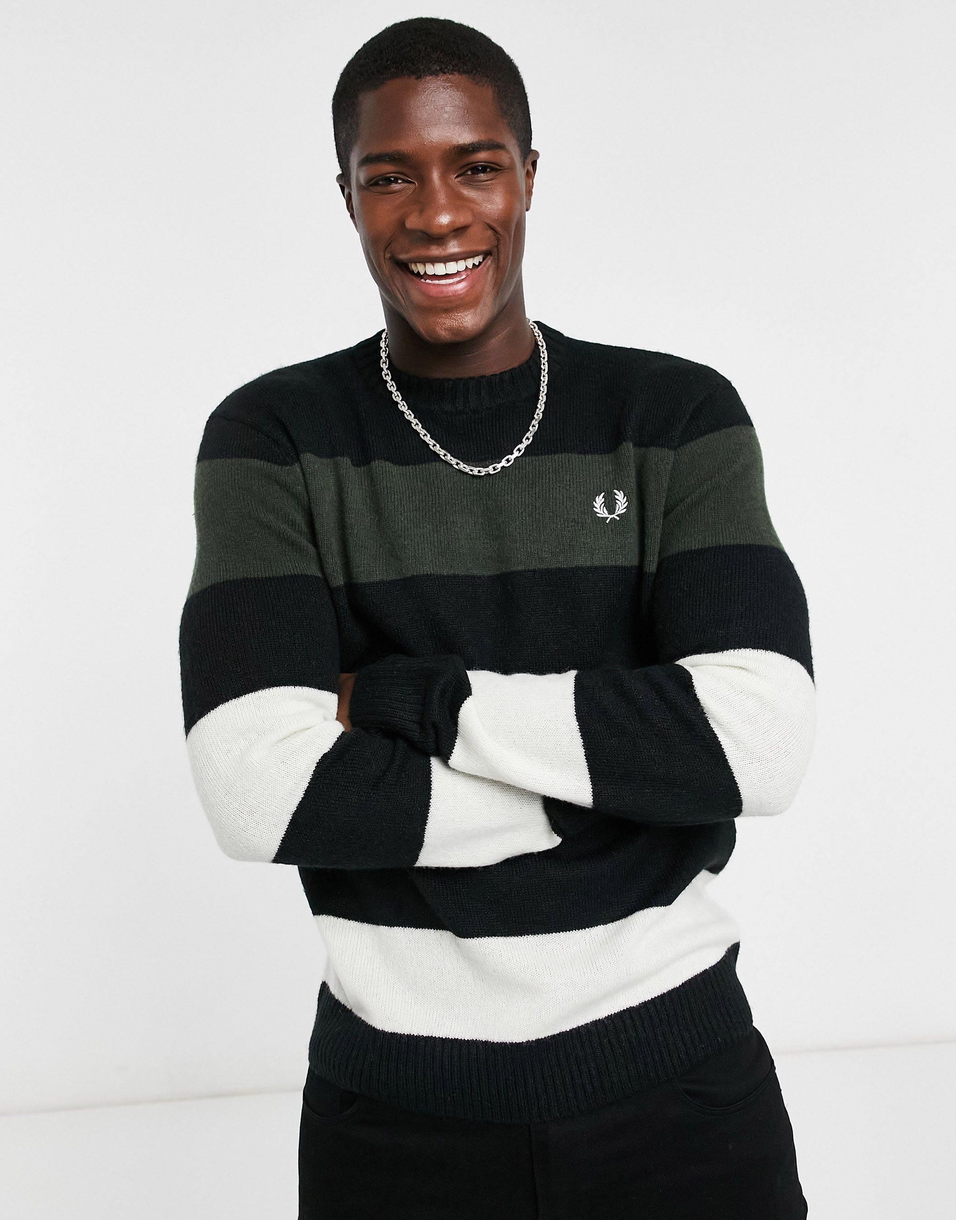 Fred Perry Striped Knitted Jumper in 