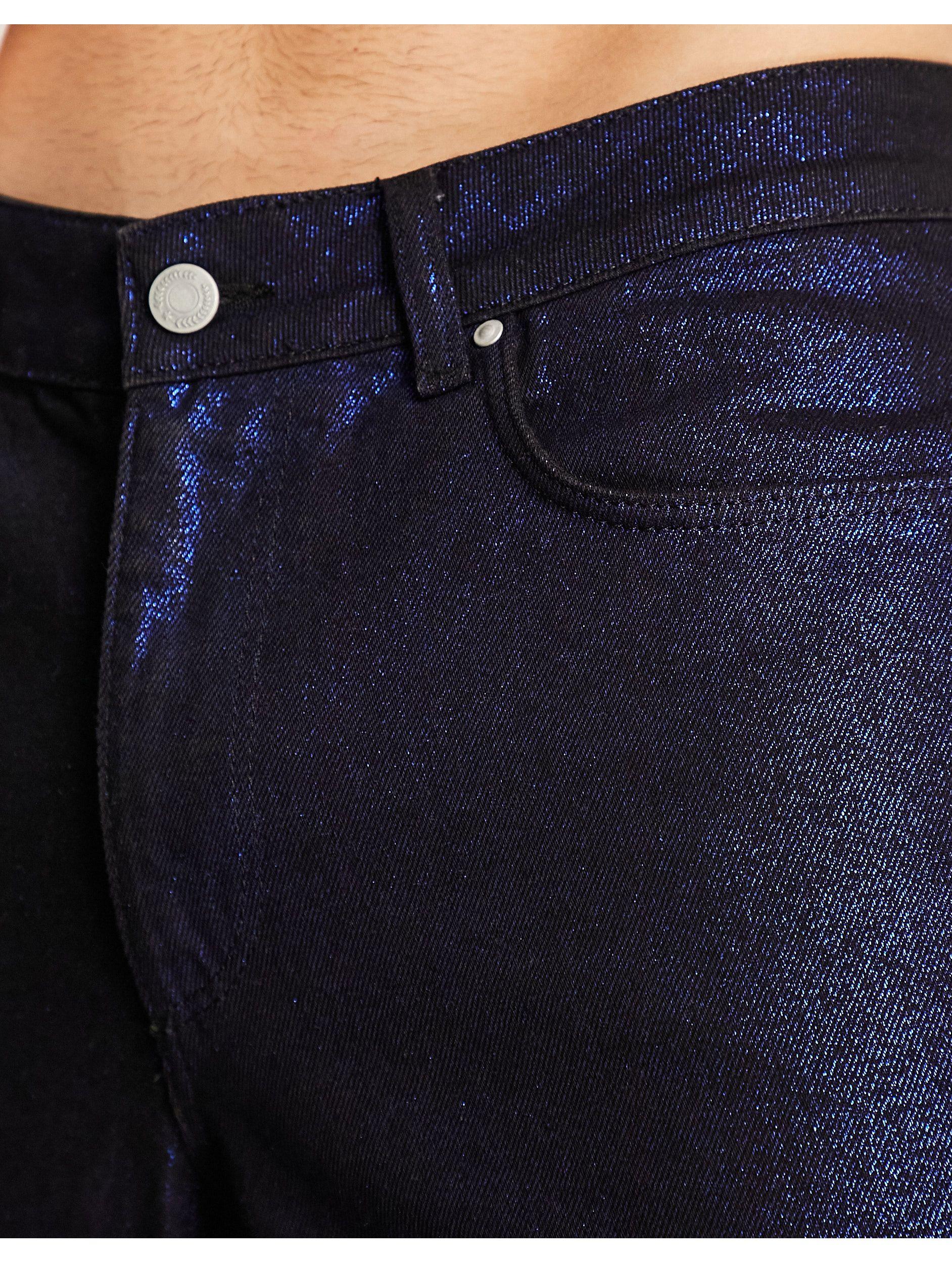 ASOS Retro Bootcut Metallic Jeans in Blue for Men | Lyst