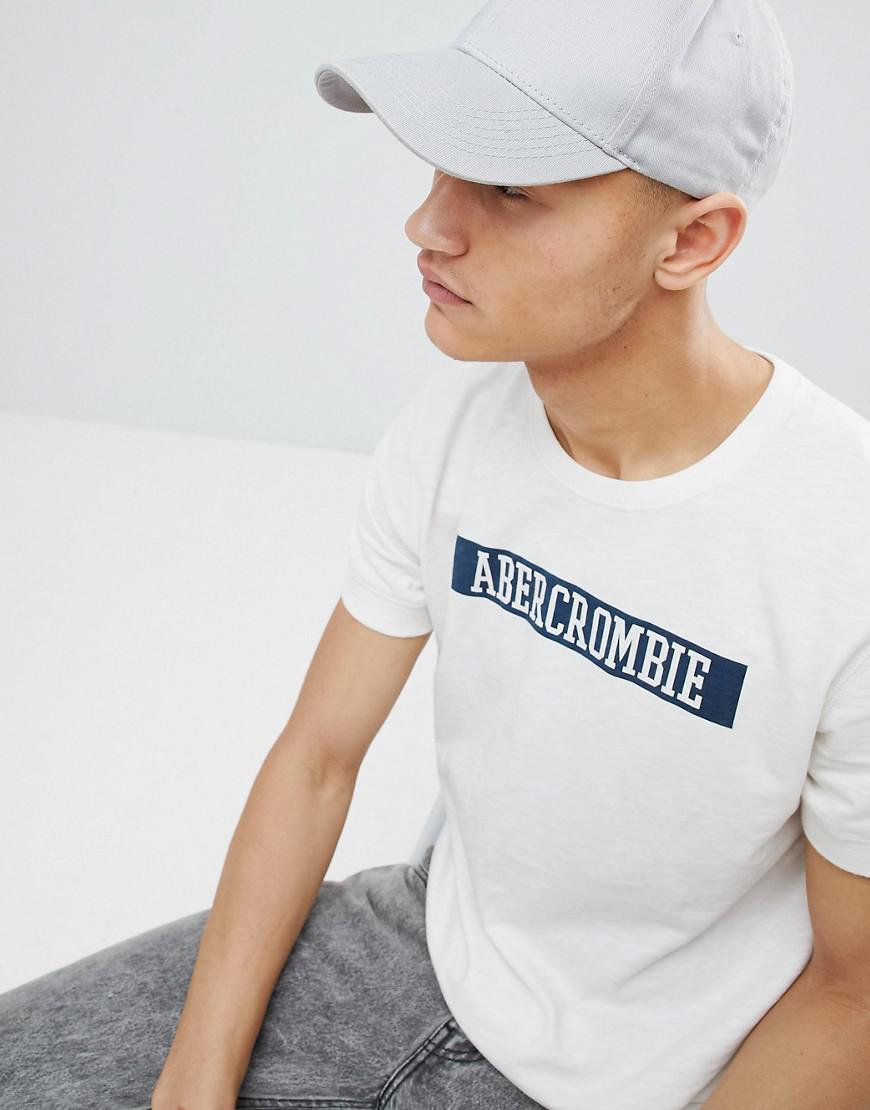 Abercrombie And Fitch White T Shirt - Abercrombie & Fitch Varsity Chest Logo Slub T-shirt In 