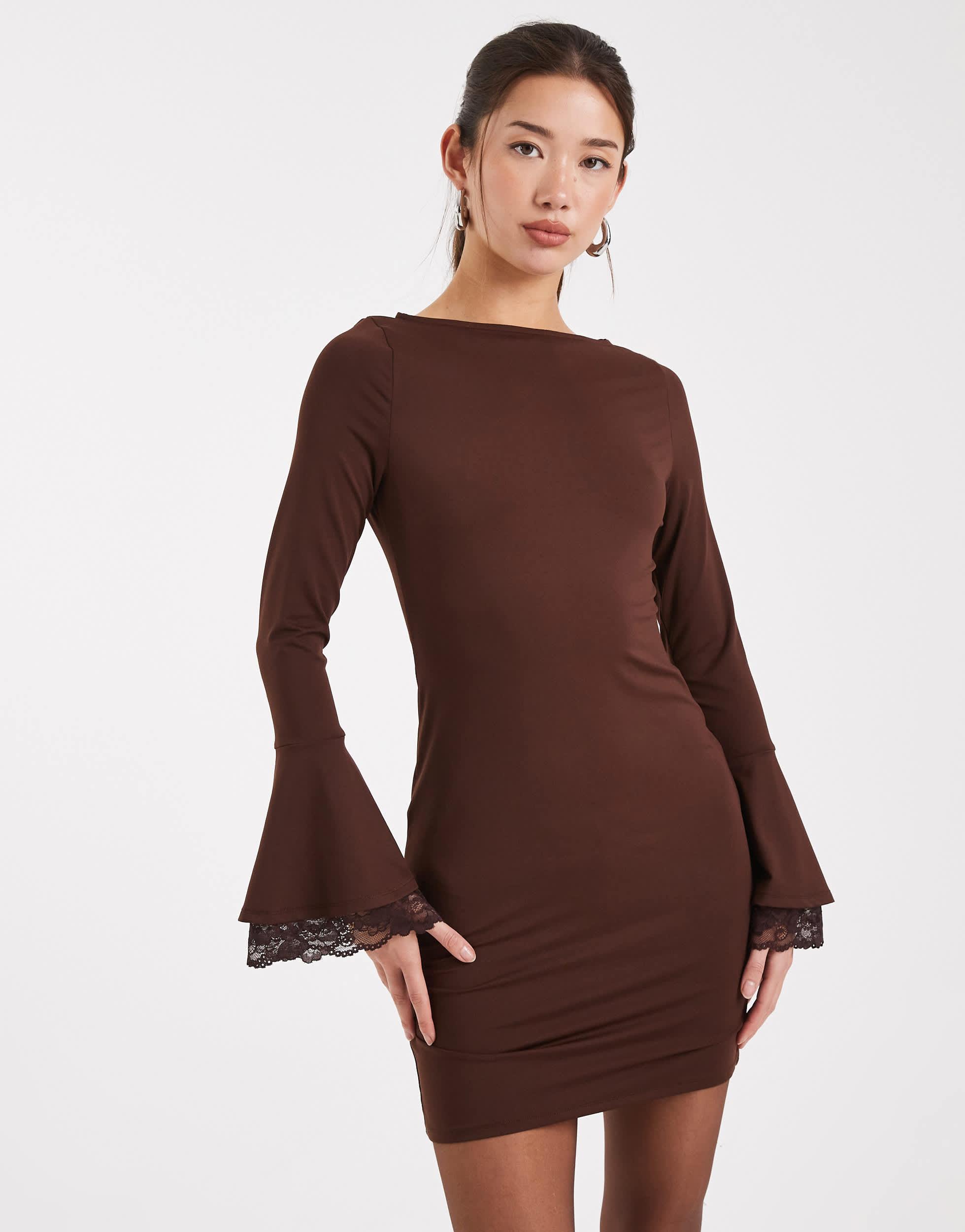 bodycon dresses asos Darla Black V Neck Long Sleeve Wrap Bodycon Midi Dress