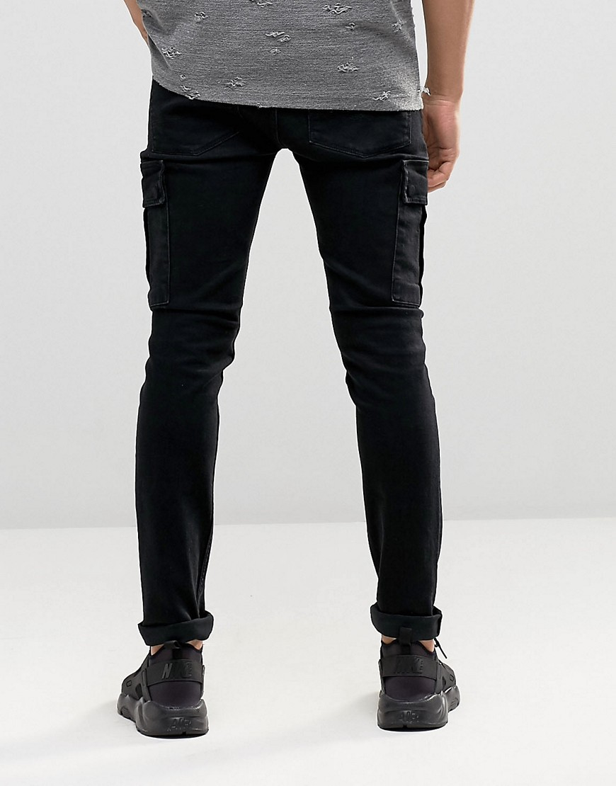 With for Men Black In Super Jeans | Pockets Cargo Skinny ASOS Lyst