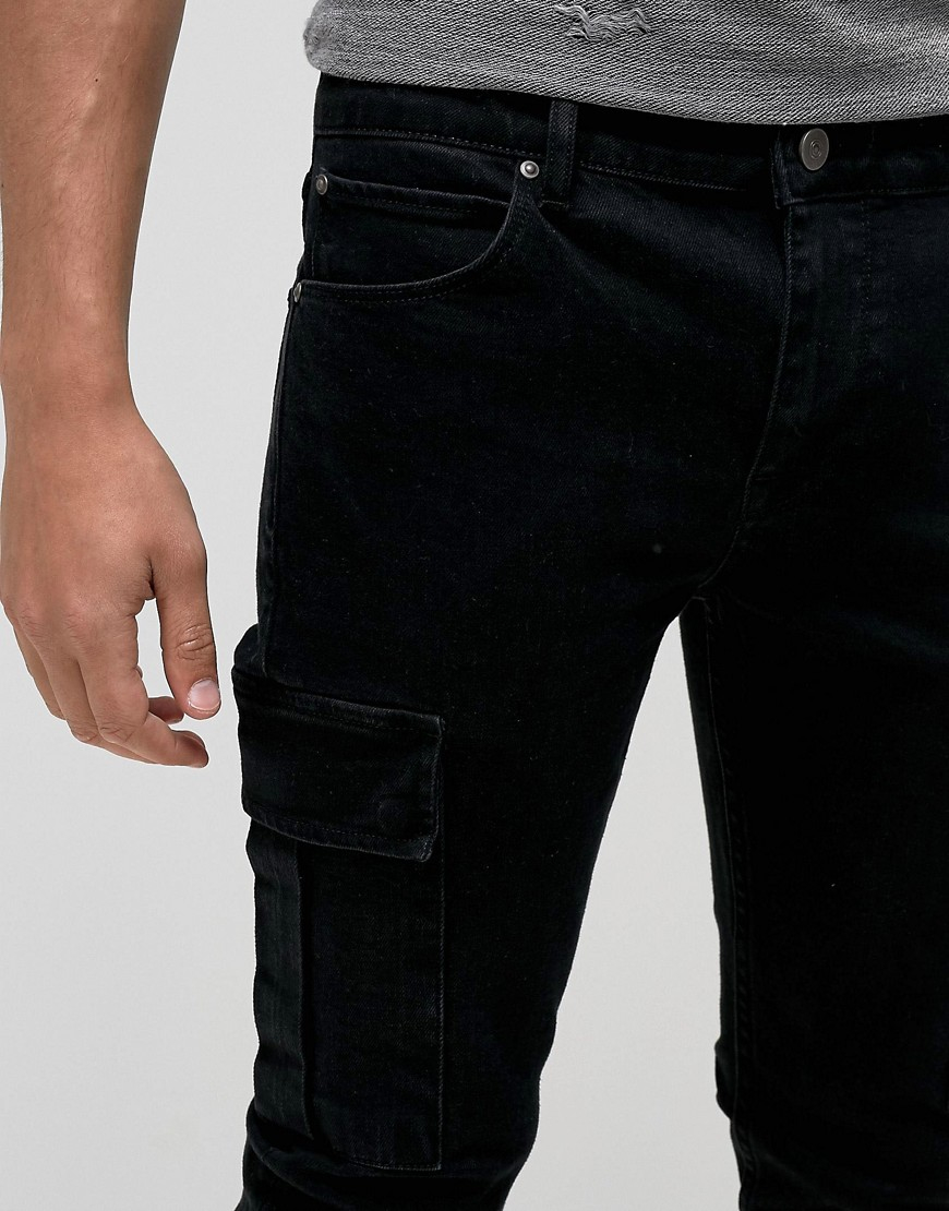ASOS Super Skinny Jeans With Cargo Pockets In Black for Men | Lyst