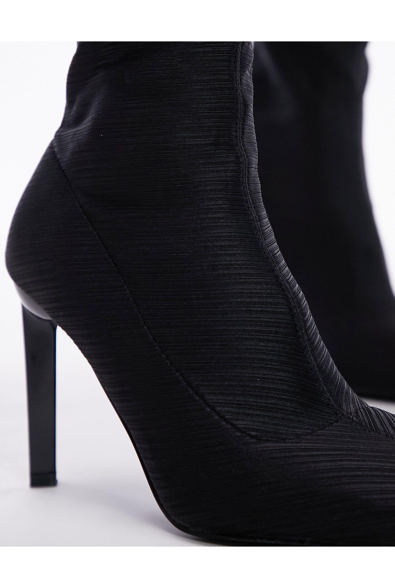 Wide fit top black sock boots