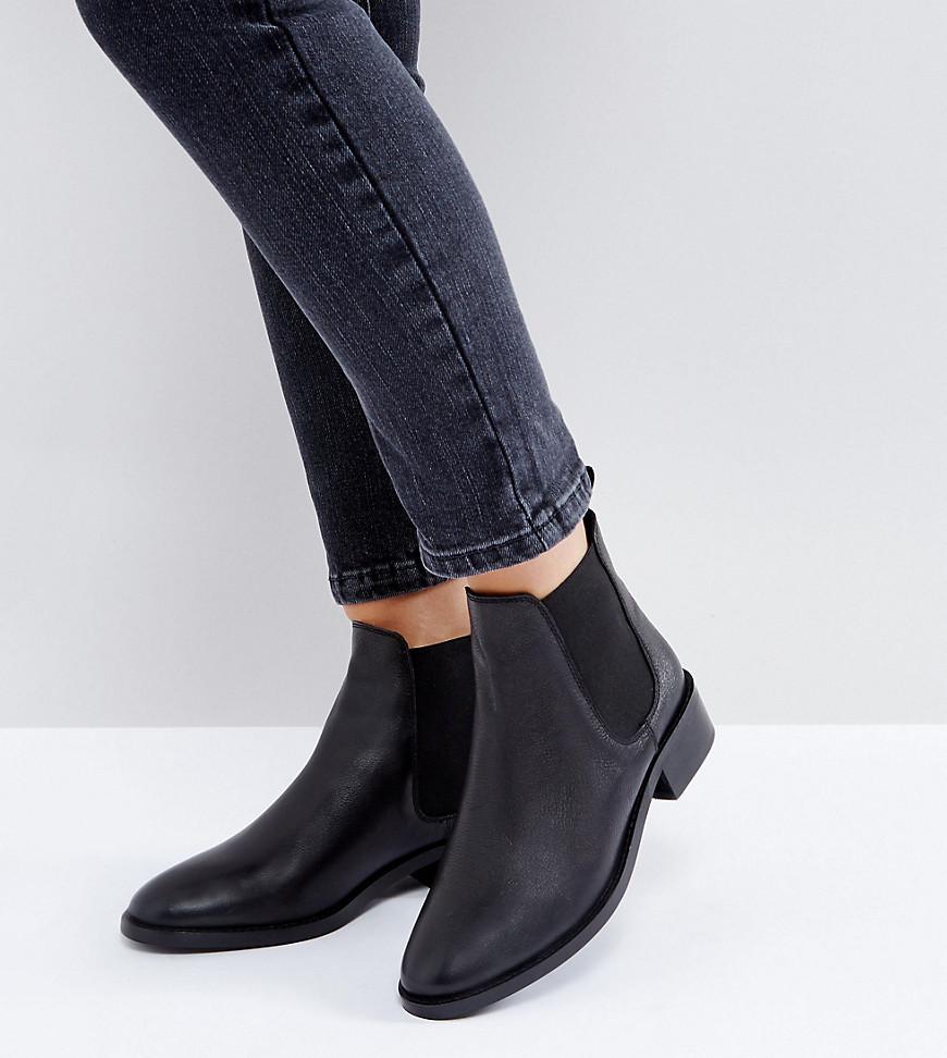 ASOS Asos Absolute Wide Fit Leather Chelsea Ankle Boots in Black - Lyst