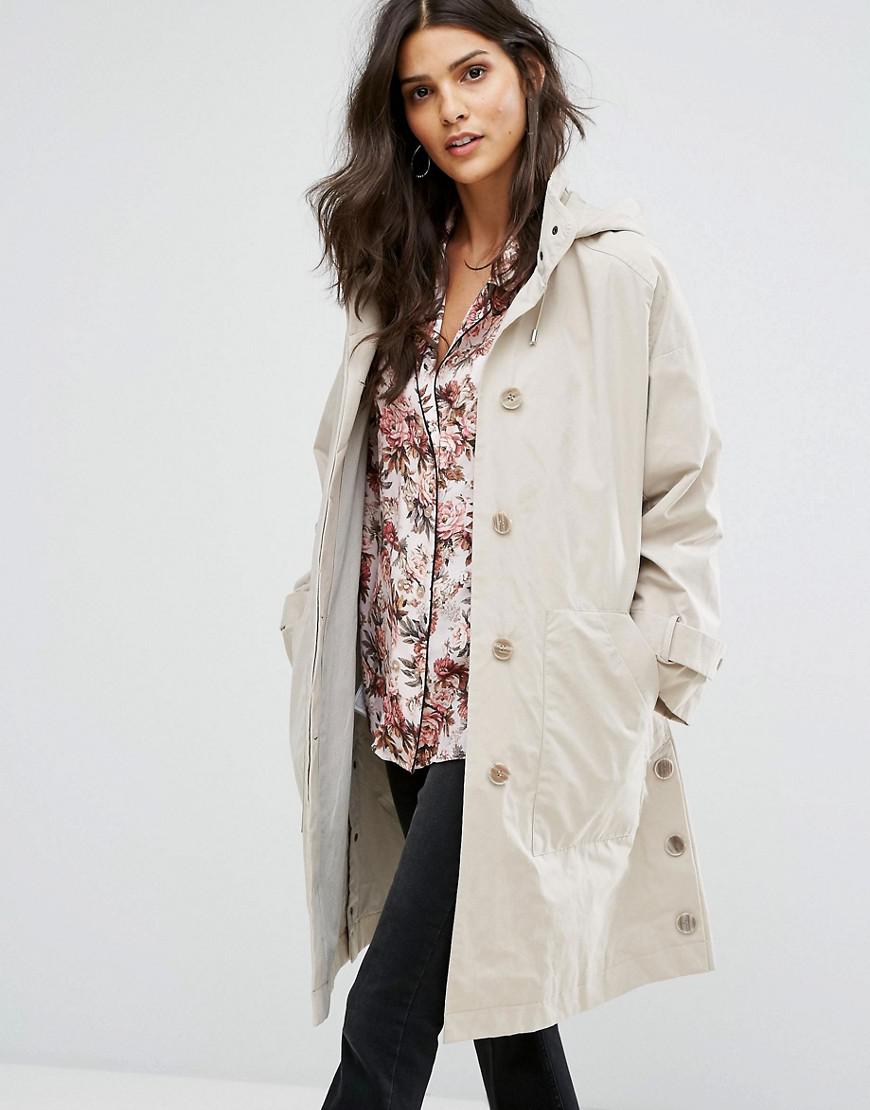 Mango Cotton Oversized Button Detail Anorak in Natural - Lyst