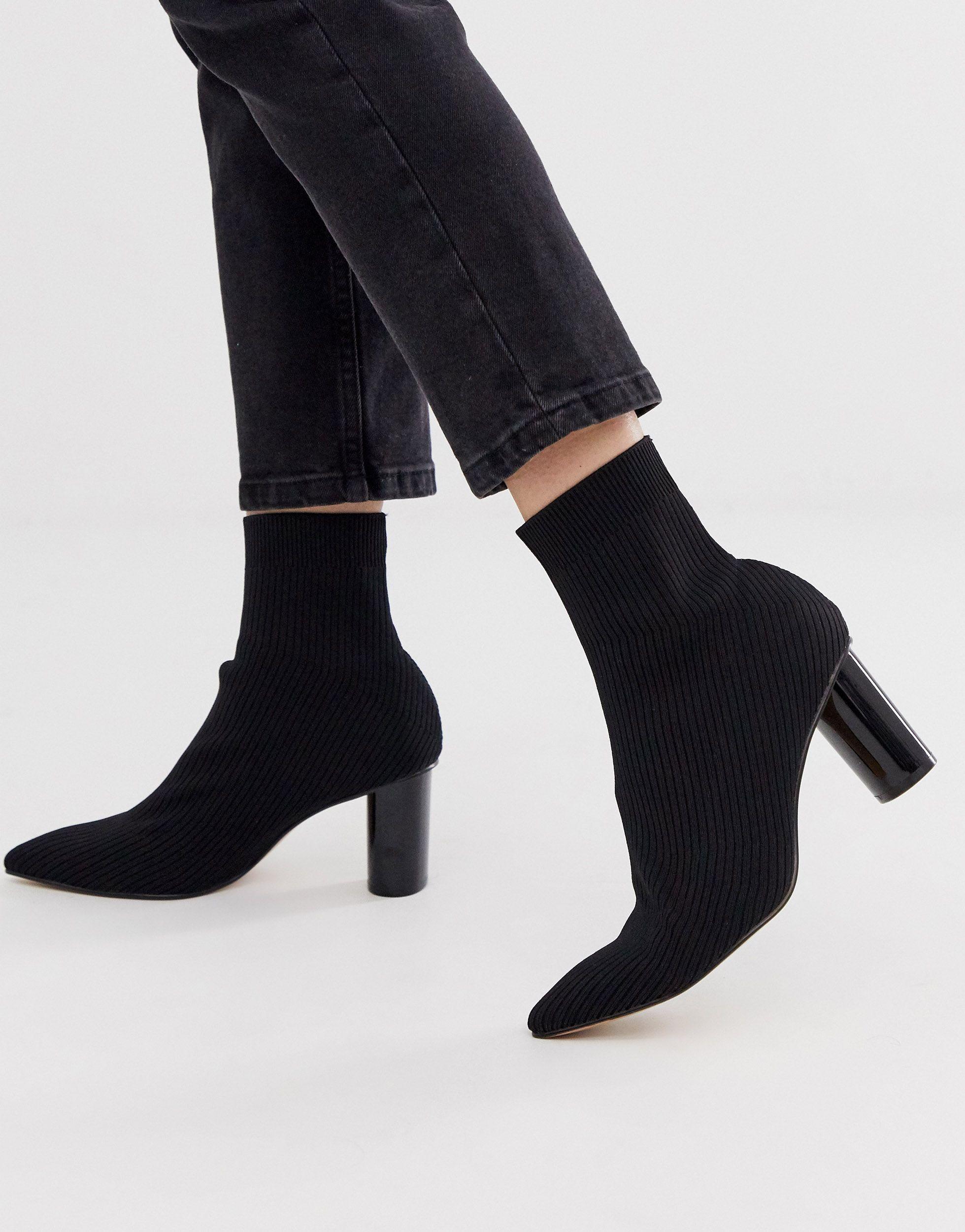 Botas tipo calcetín con tacón en contraste en negro Stradivarius de Denim  de color Negro | Lyst