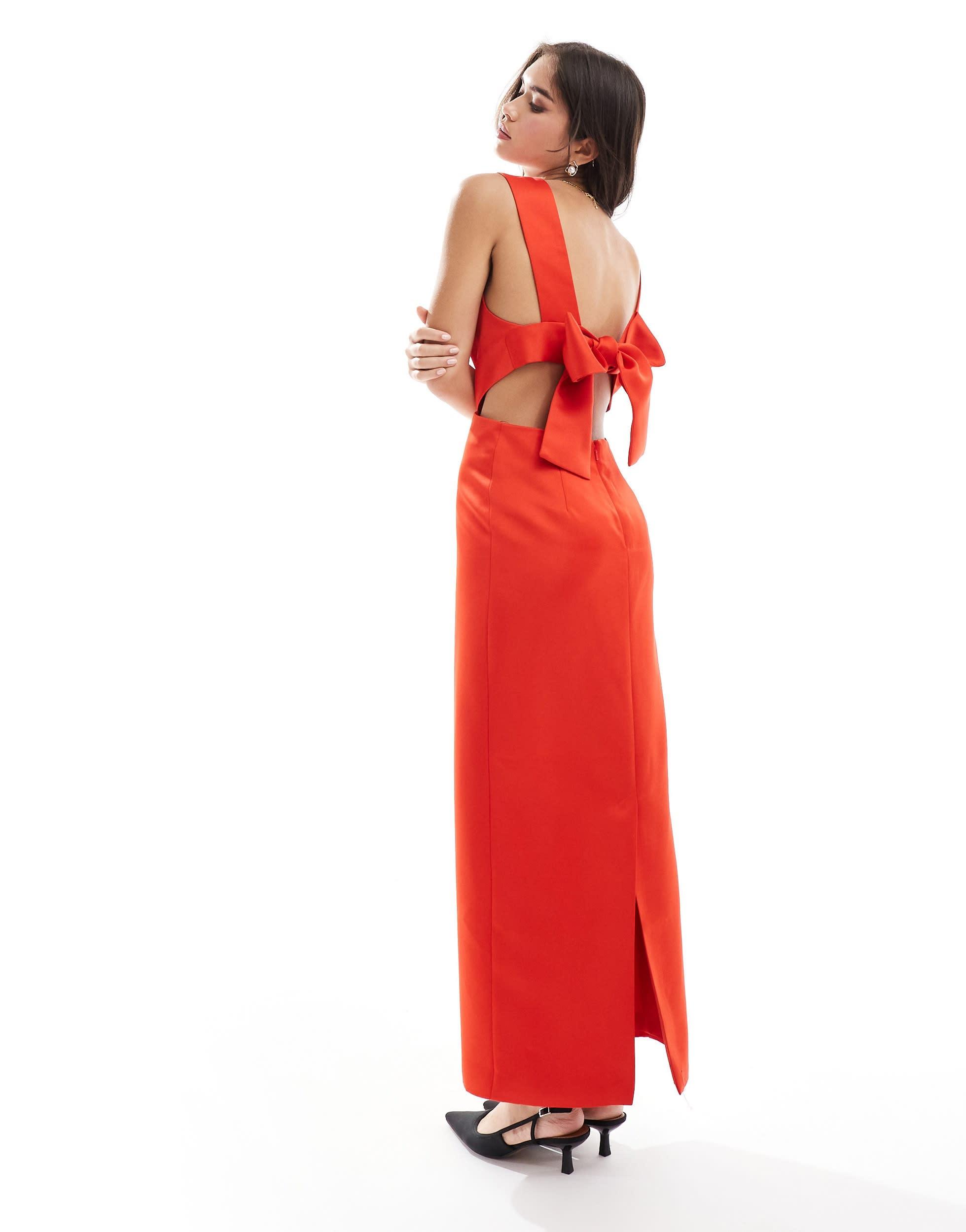 Asos robe longue rouge sale