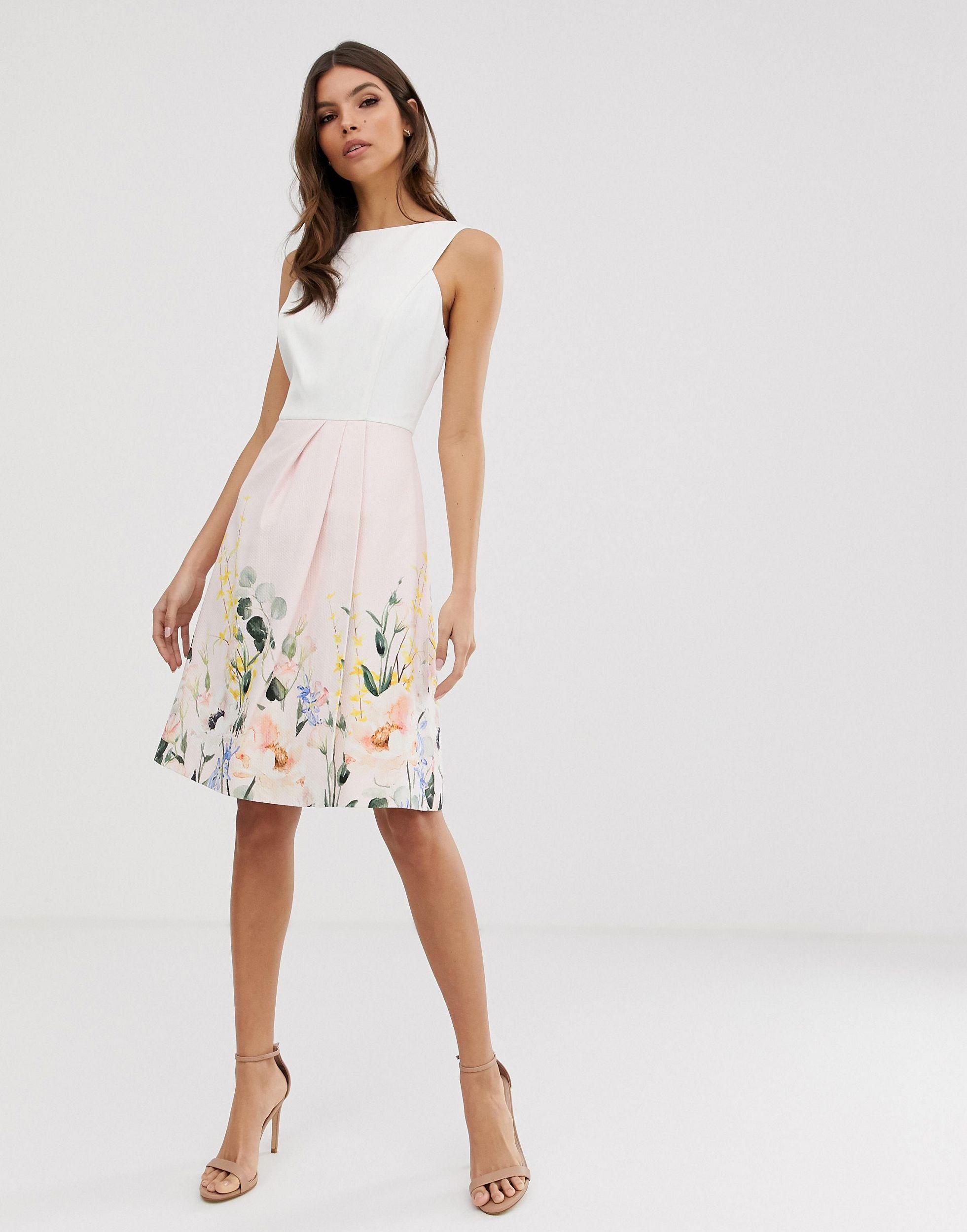 Ted Baker Kalla Bodice Dress in White | Lyst