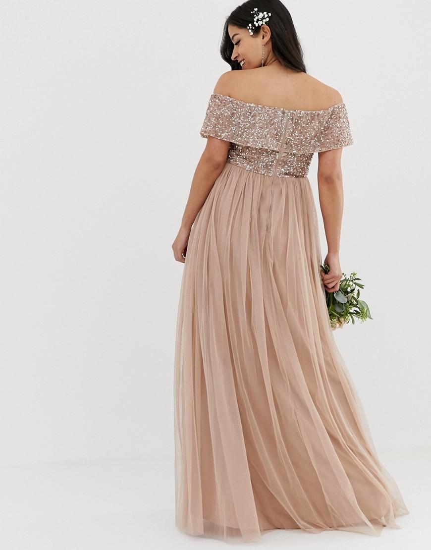 maya bridesmaid bardot maxi tulle dress