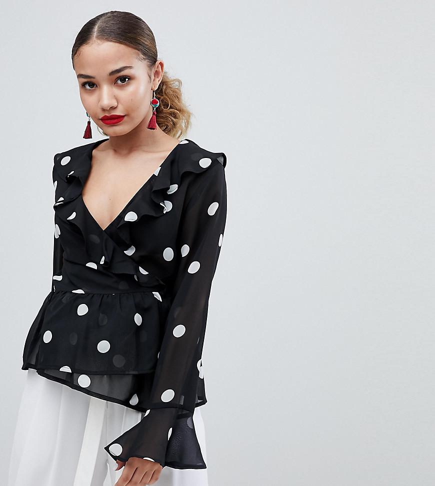boohoo polka dot blouse