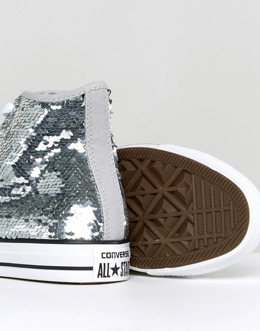 Silver Sequin Converse Trainers White Sequin Converse Shoes 