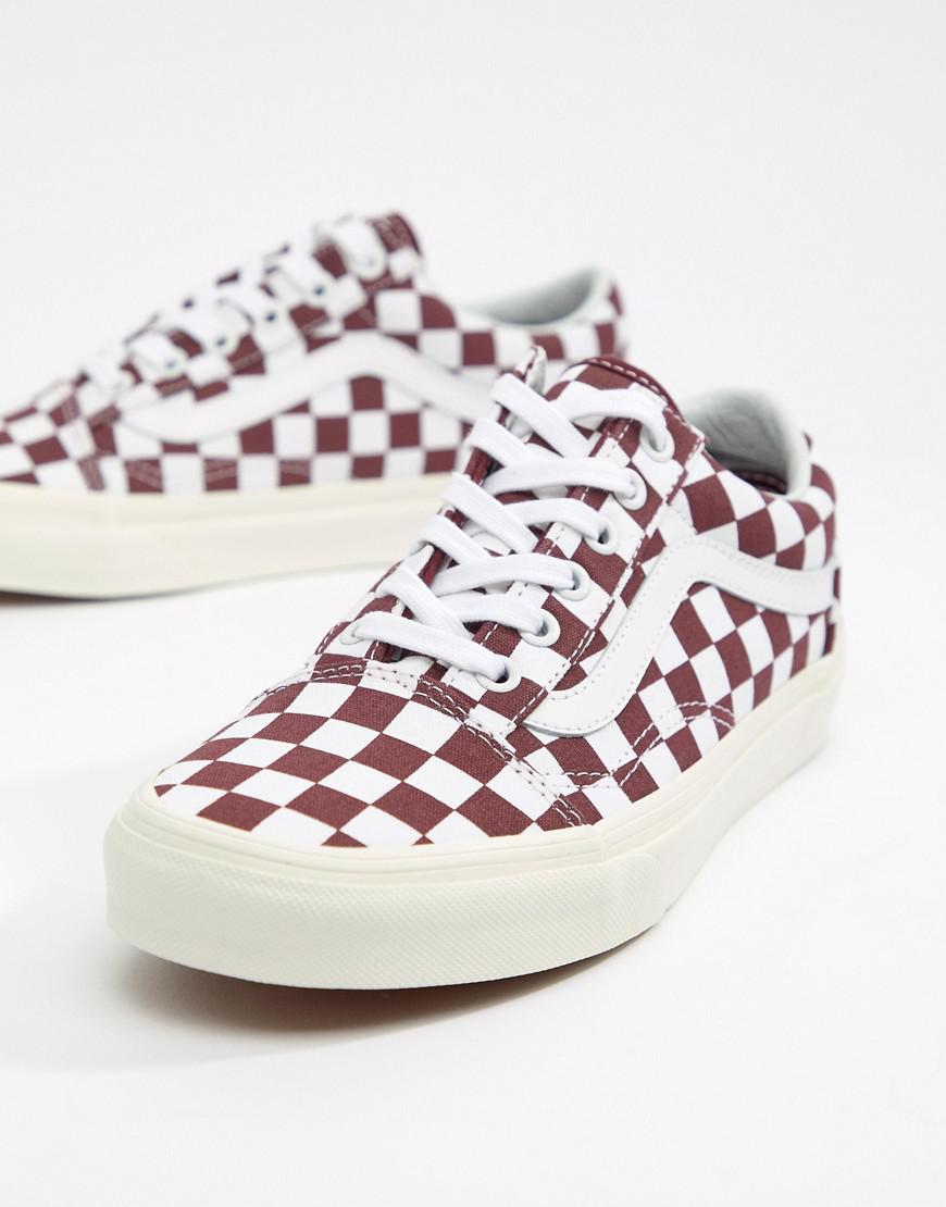 Vans Burgundy Checkerboard Old Skool Sneakers in Red - Lyst