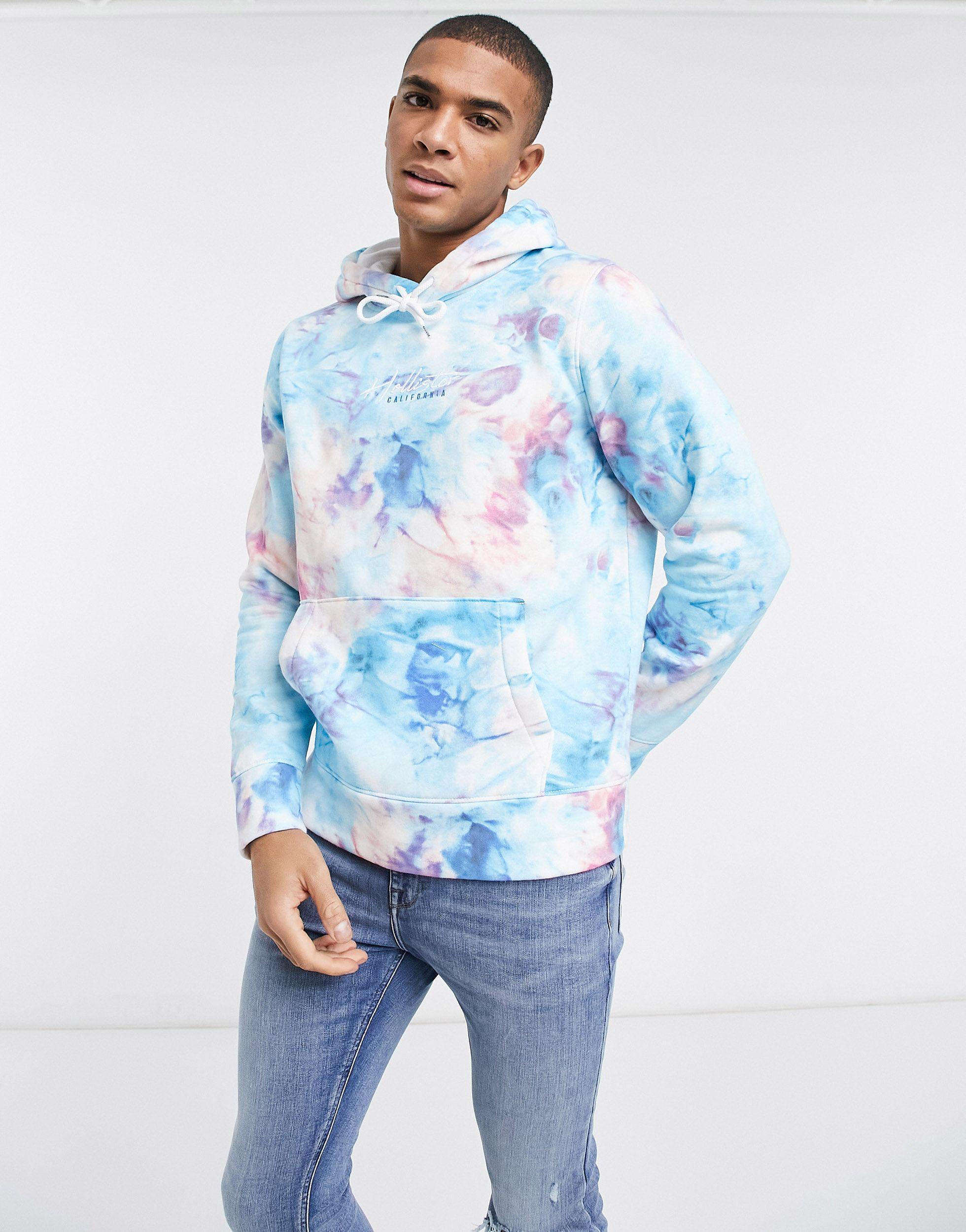 Sweat a capuche effet tie dye Hollister pour homme en coloris Bleu Lyst