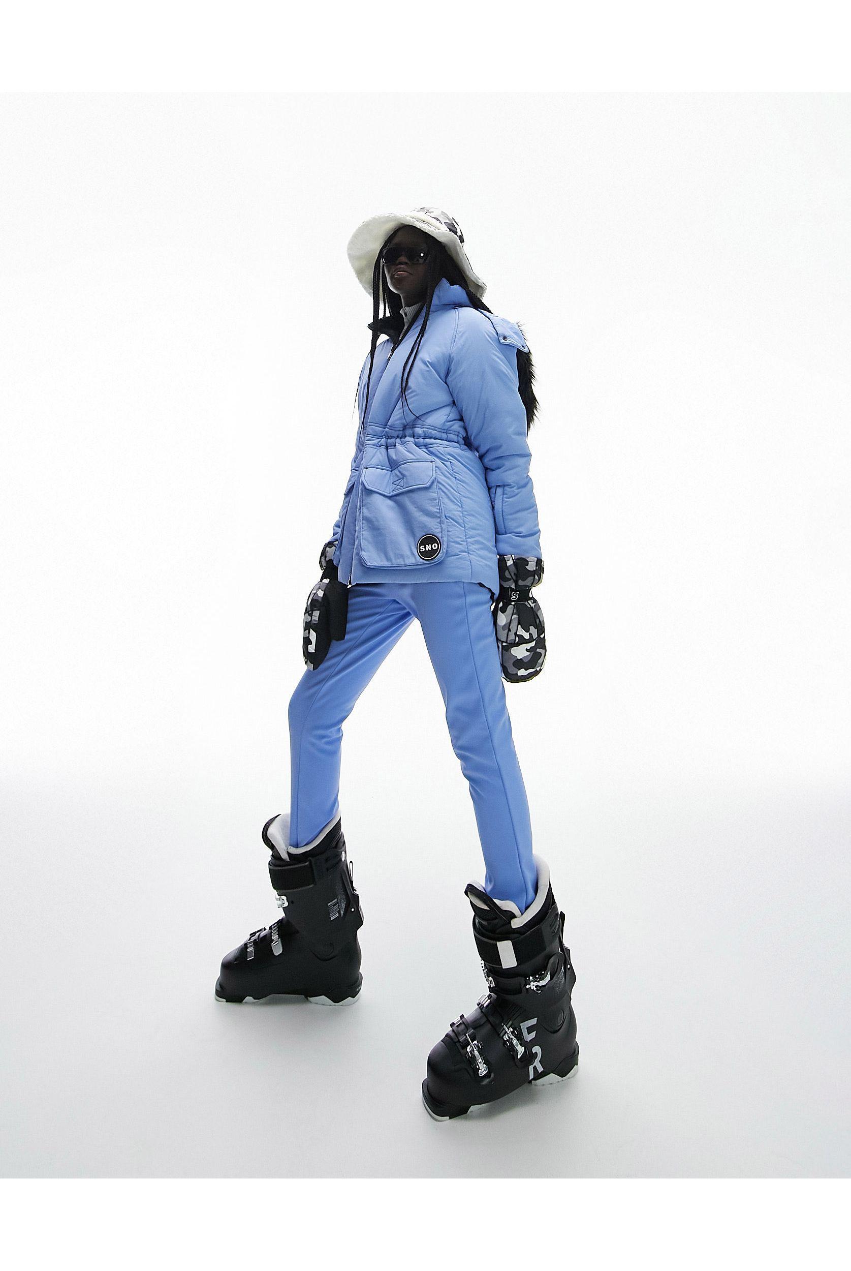 TOPSHOP Sno Slim Leg Ski Pants With Stirrups in Blue | Lyst